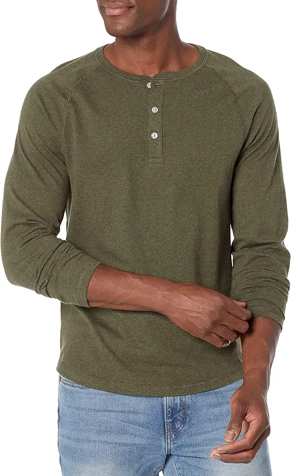 Amazon Essentials Men's Slim-Fit Long-Sleeve Henley Shirt OEKO-TEX STANDARD 100