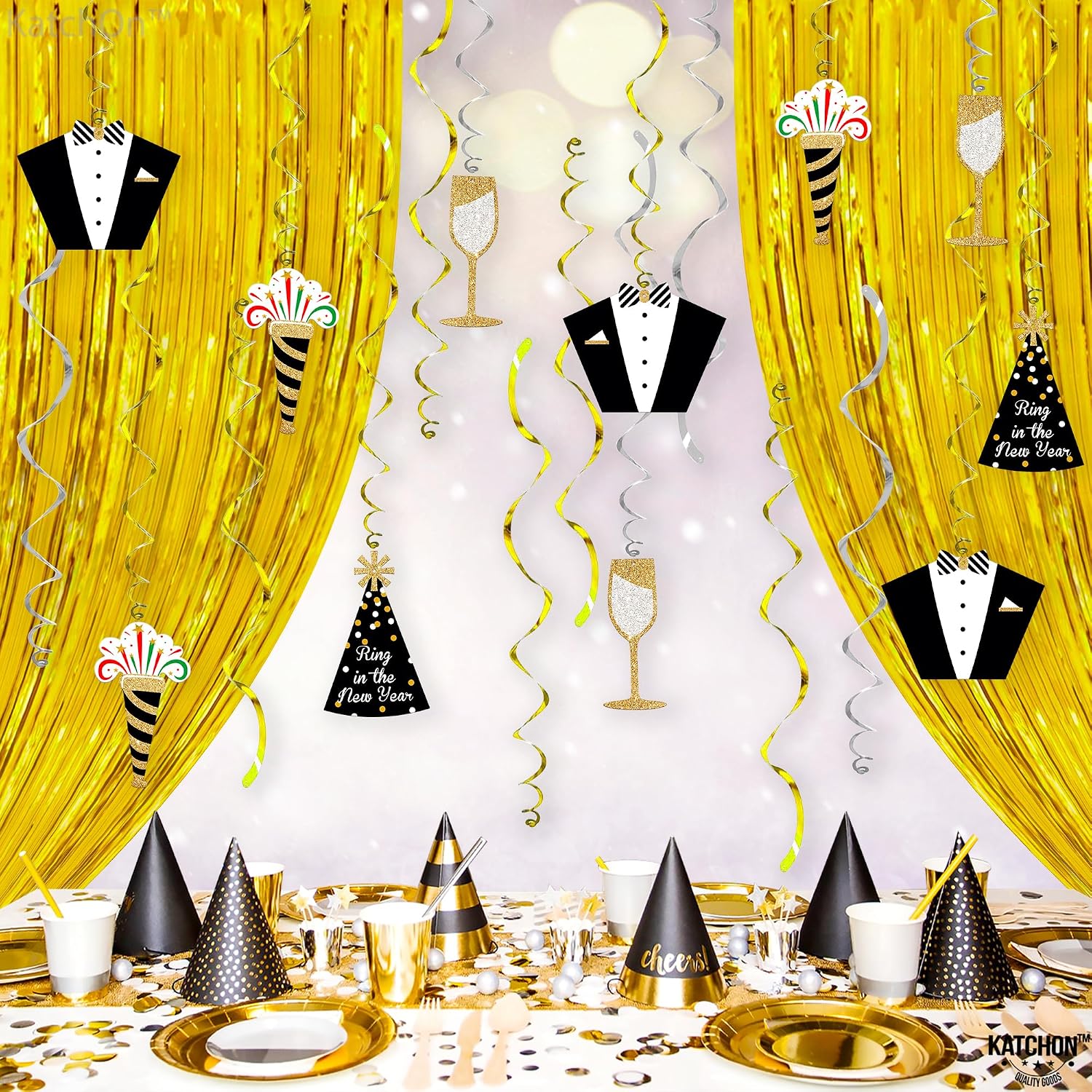 KatchOn, Happy New Year Hanging Swirls 2026 - Pack of 30, NO DIY | New Years Eve Party Supplies 2026 | Happy New Years Decorations 2026 | NYE Decorations 2026 | Happy New Year 2026