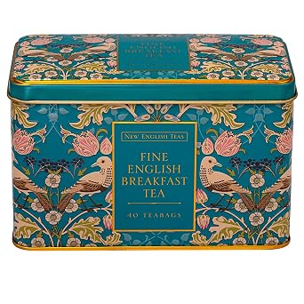 New English Teas Song Thrush Tea Tin with 40 English Breakfast Tea Bags