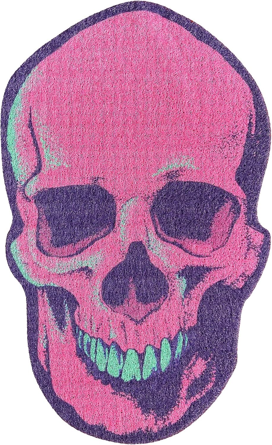 Pink Skull Front Door Mat Indoor Outdoor Doormat,Non-Slip Silk Loop Carpet,Rug for Entryway, Home Entrance, Patio, High Traffic Areas 32"X20"