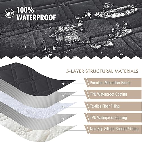 Miniatura 5 de Genina Fundas impermeables para sillas reclinables, fundas reclinables para perros y mascotas, lavable, antideslizante, funda para silla reclinable,