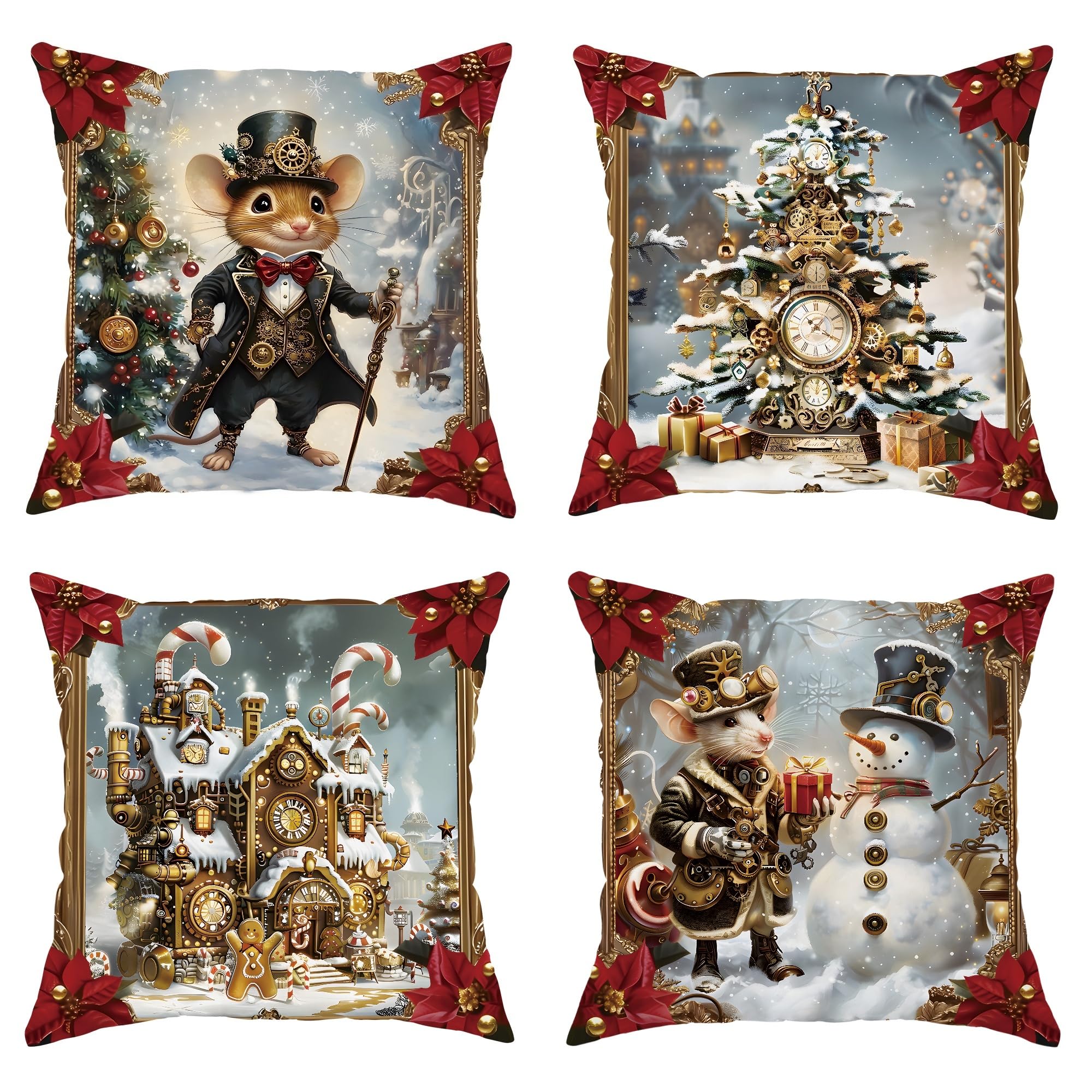 Housse de coussin de Noël 71x71 cm grand format pour canapé et décoration maison d'hiver