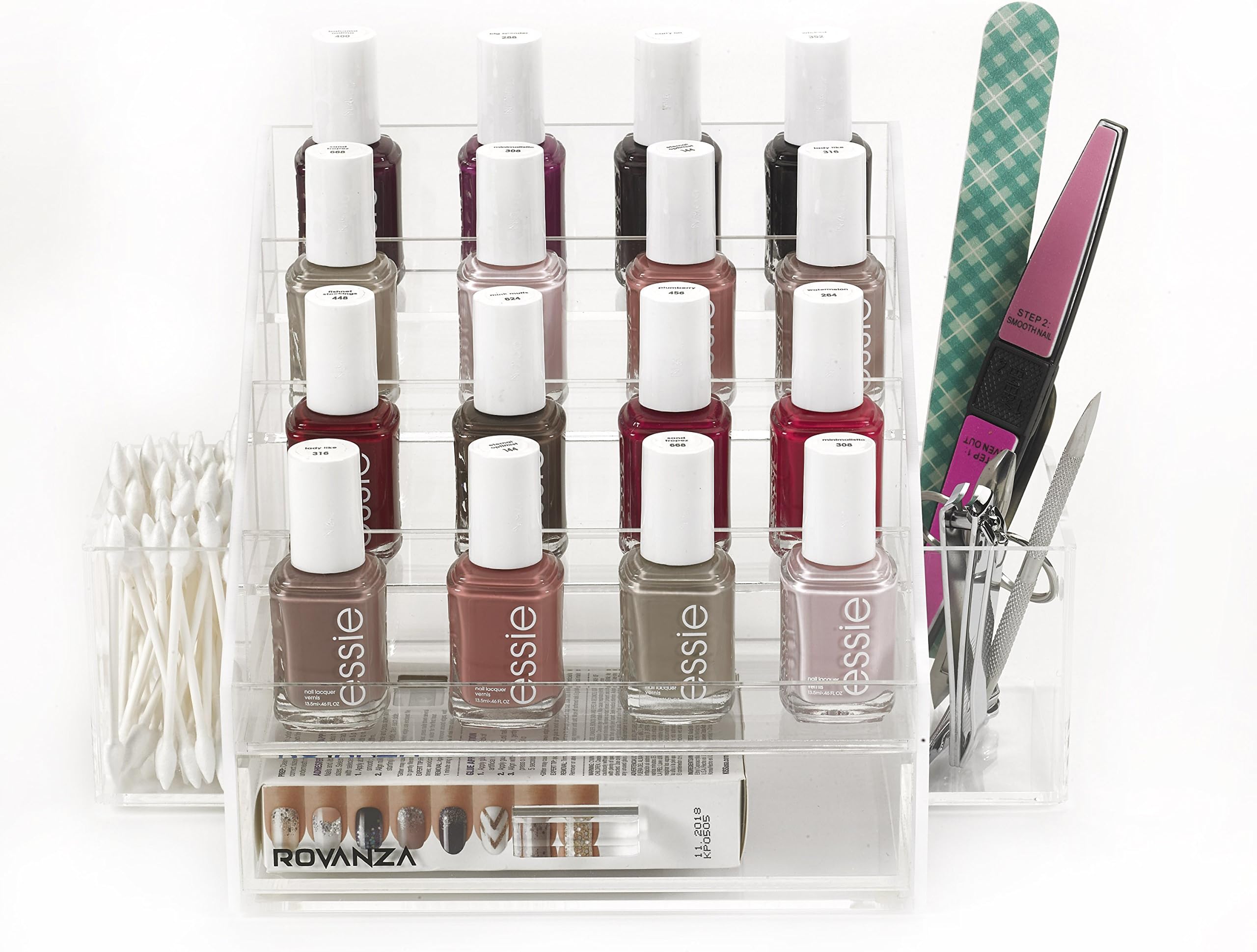 ROVANZA Acrylic Nail Polish Organizer - Perfect diplay for Your Polishes.Available in Many Colors (White)