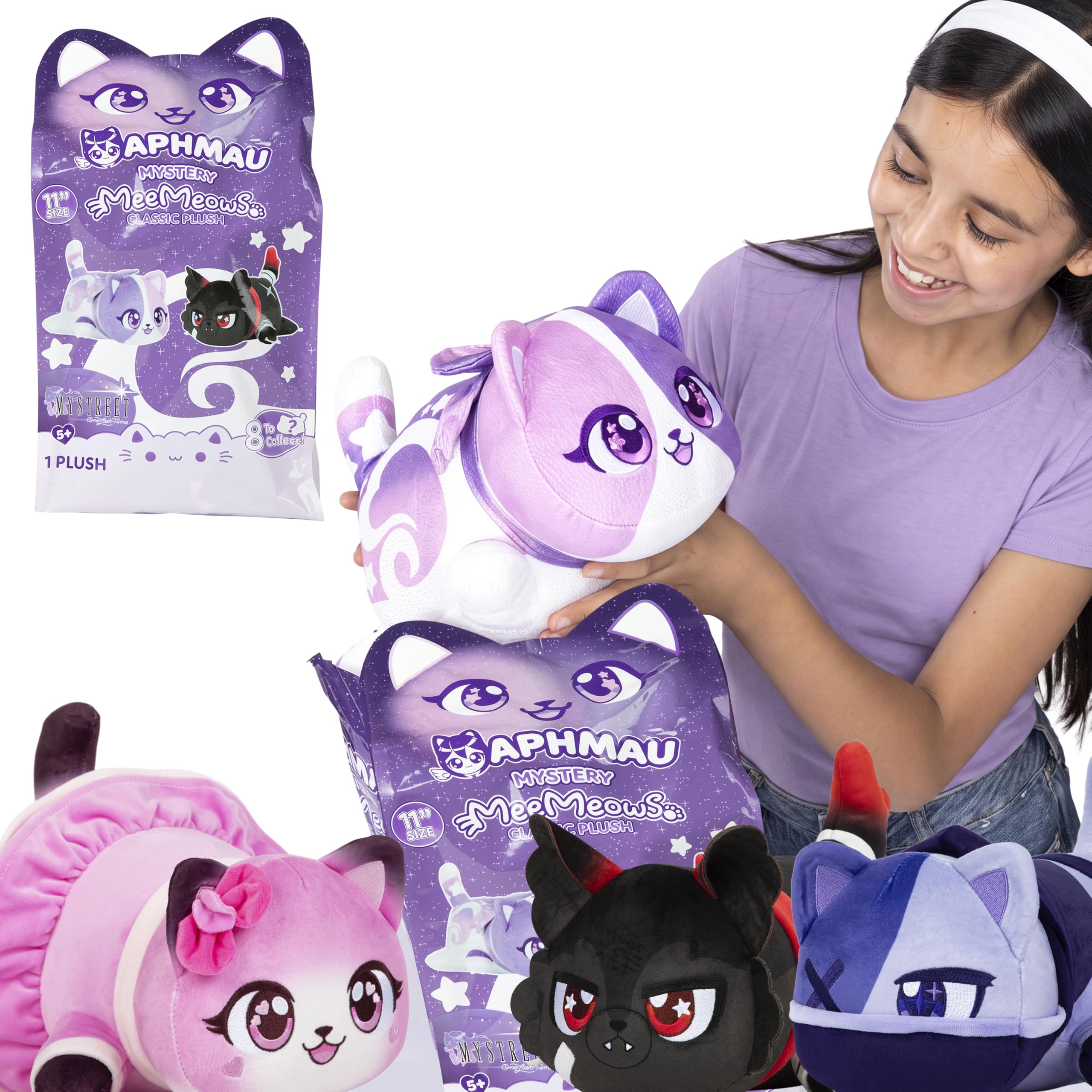 Aphmau MyStreet MeeMeow Classic Mystery Plush – 11" Collectible Cat Characters - 4 to collect, One Supplied, Styles May Vary