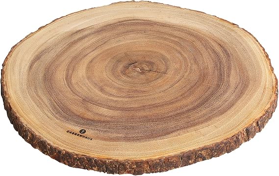 Zassenhaus Round Wooden Cutting Board 18 Inch - Large Charcuterie Serving Platter - Wooden Board for Cake, Cheese & More