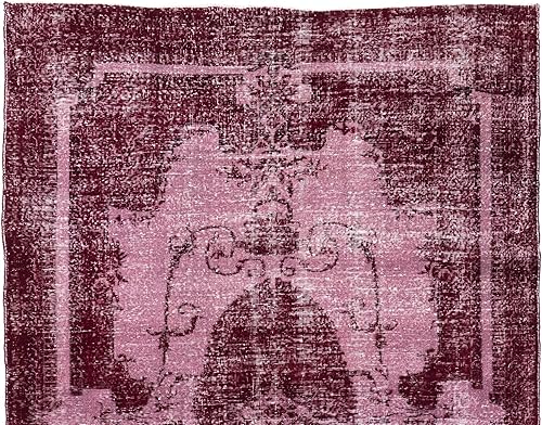 Miniatura 4 de 6.9x10.7 Ft Handmade Medallion Design Vintage Turkish Area Rug Over-Dyed in Red, Ideal 4 Modern Interiors. A321