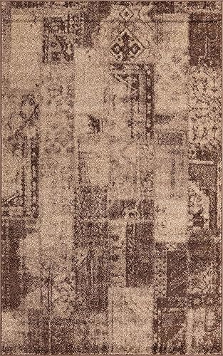 Miniatura 11 de Unique Loom - Tapete con diseño abstracto, informal, moderno y contemporáneo de la colección otoñal, rectangular de 5 x 8 pies, color marrón y beige