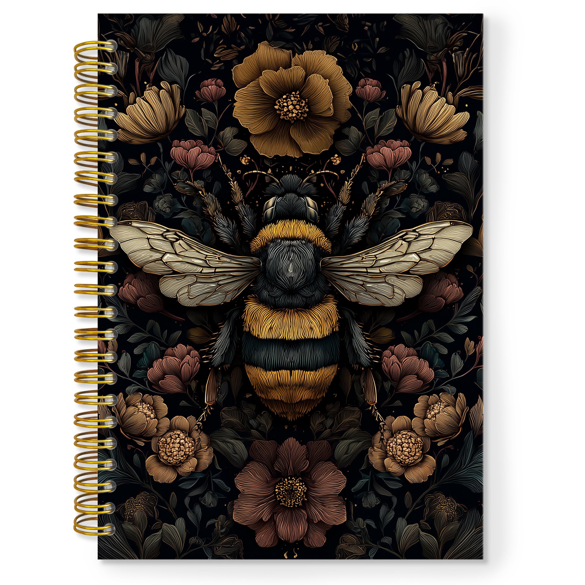 Carnet de notes abeille et fleurs vintage A5 à spirale pour écriture - 8