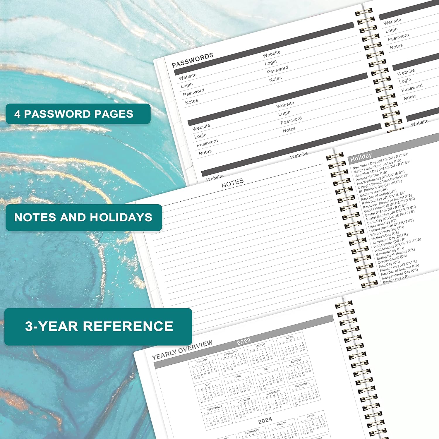 2023-2025 Monthly Planner/Calendar - Jul 2023 - Jun 2025, 2 Year Monthly Planner with Tabs & Contacts Pages, 9" x 11", Twin-Wire Binding