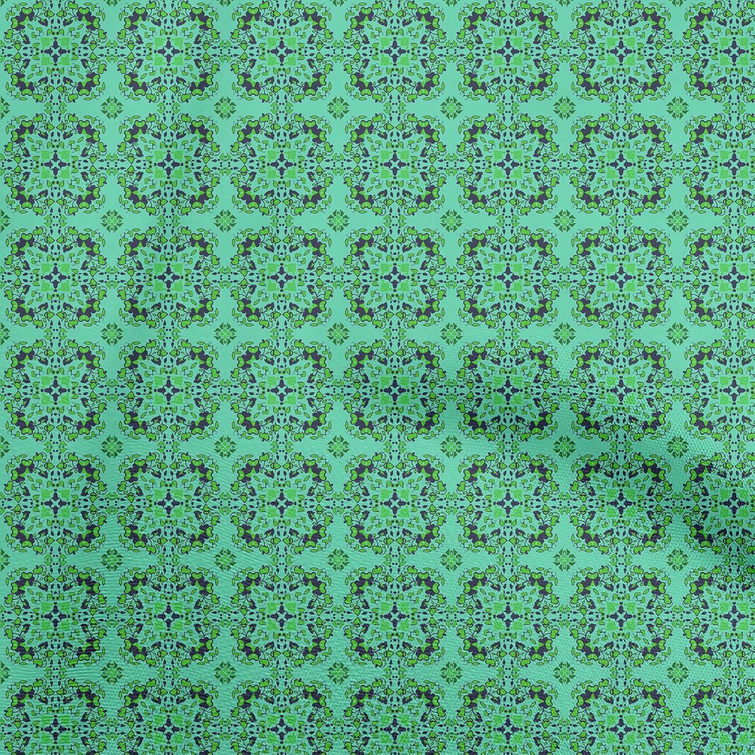 oneOone Cotton Jersey Blue Fabric Arabic Moroccan Quilting Supplies Print Sewing Fabric by The Yard 58 Inch Wide