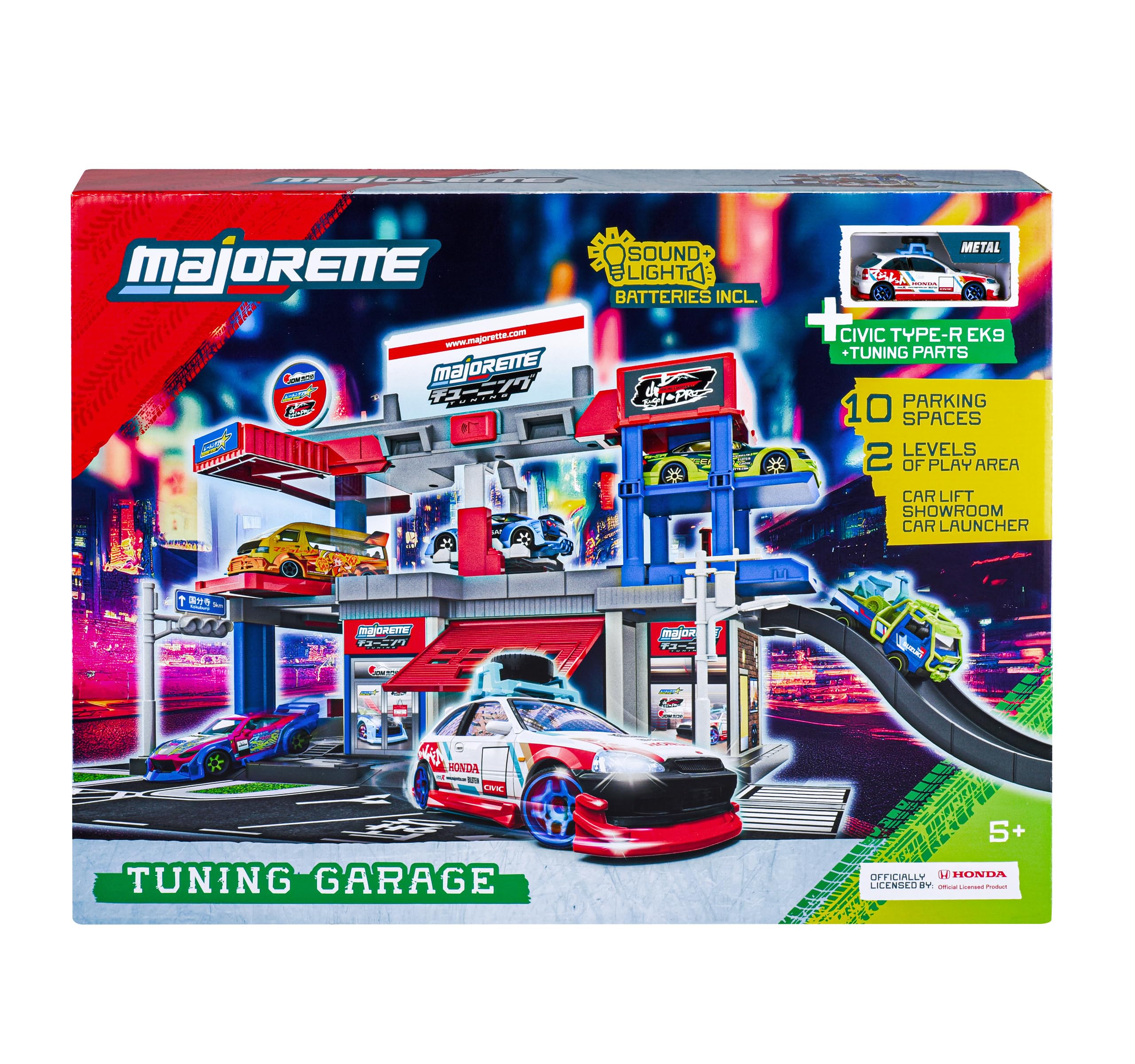 Majorette Tuning Garage + 1 Auto – Playset Officina di Elaborazione con Modellino in Metallo Die-Cast, 8504108000, dai 3 anni, Garage Giocattolo per Bambini e Collezionisti