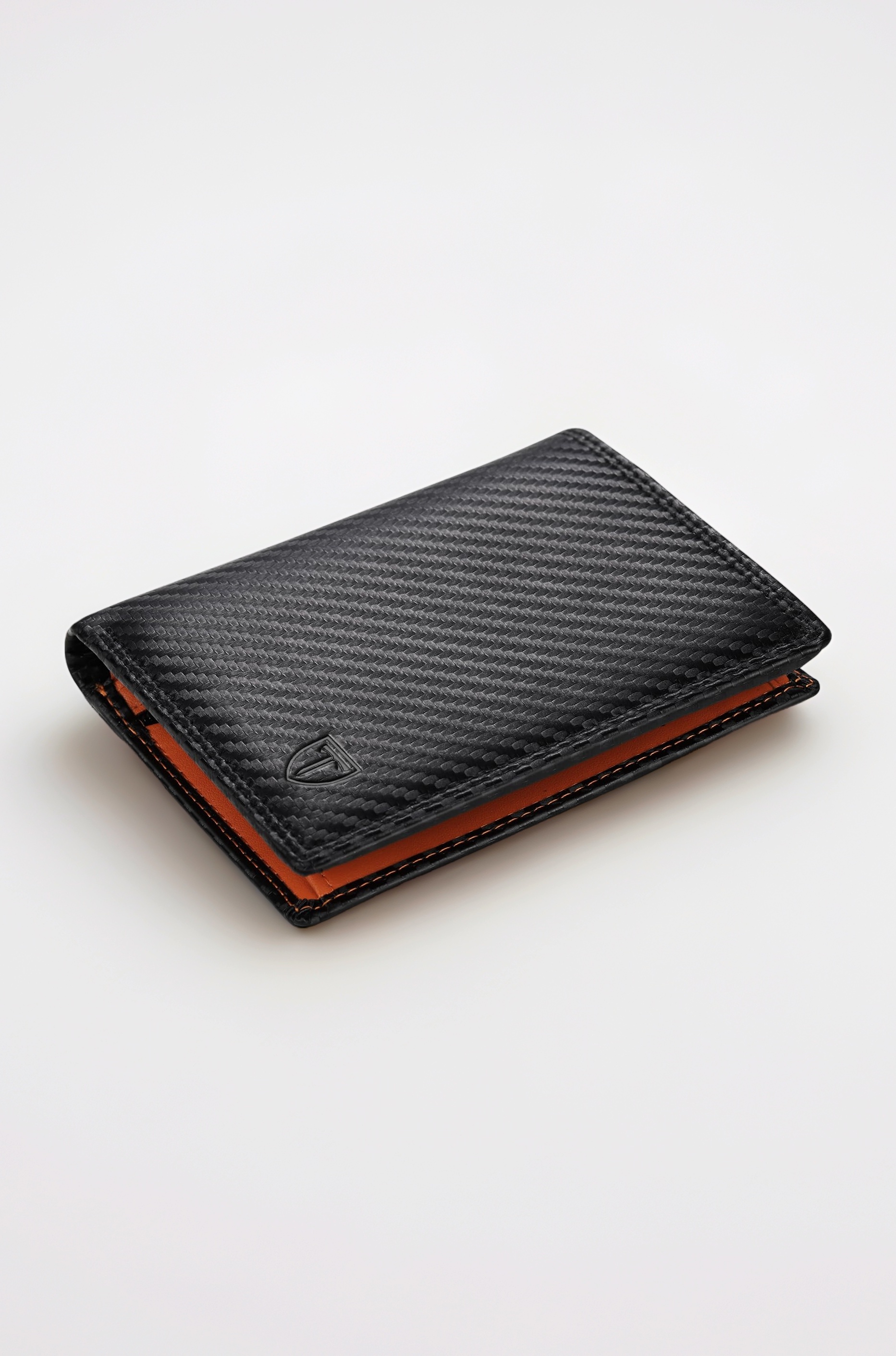Wallets RFID Blocking Carbon Fibre Leather Mens Wallets with Zip Coin Pocket, 11 Card Holders, 2 ID Windows, 2 Banknote Compartments, Trifold Vertical, Black Orange, Black & Orange, 12.5 x10.5