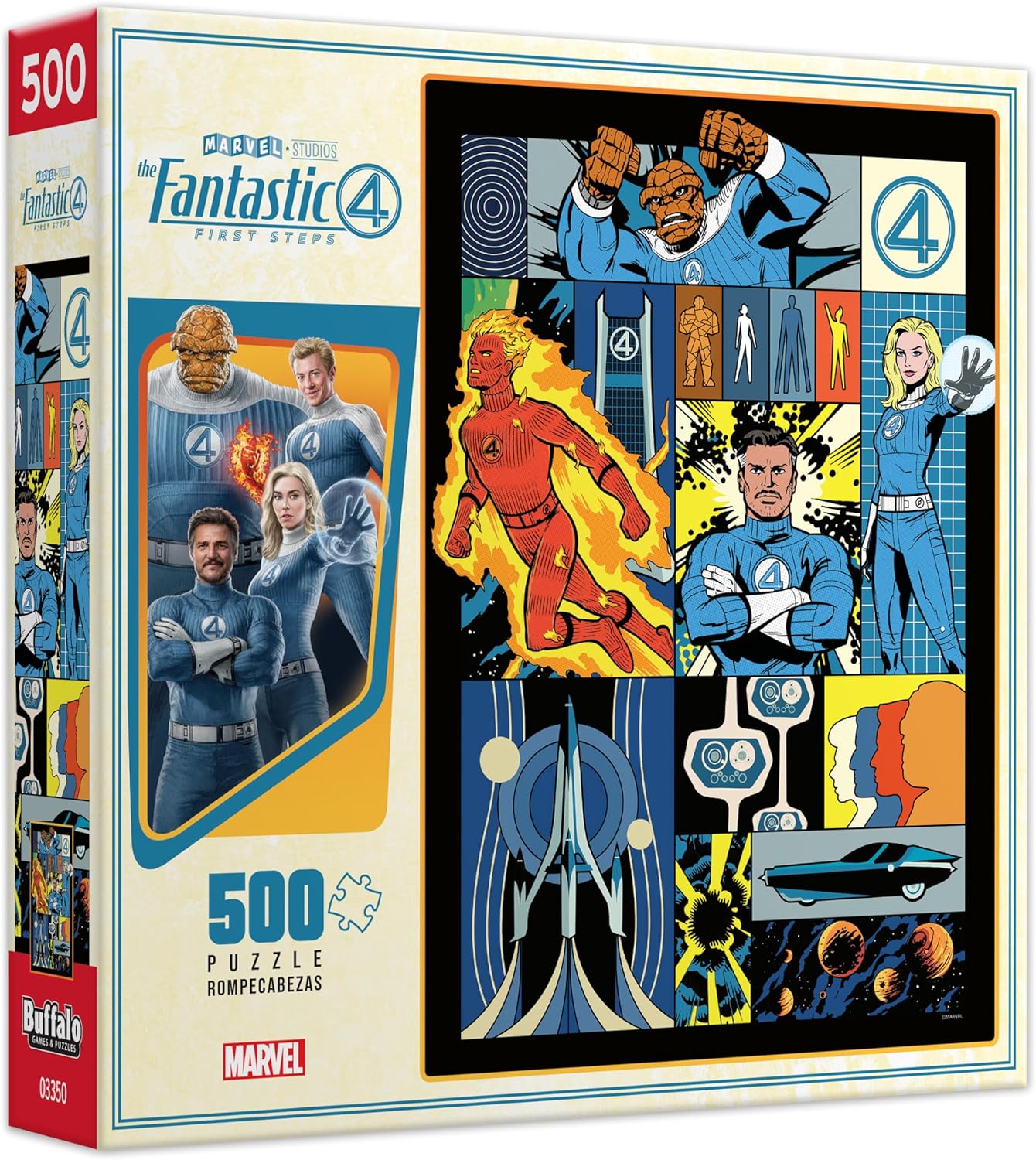Buffalo Games – Marvel Studios’ Fantastic Four: First Steps 500 Piece Jigsaw Puzzle Colorful Puzzle for Adults – Precision-Cut Pieces, Beautiful Artwork, and Hours of Relaxing Fun
