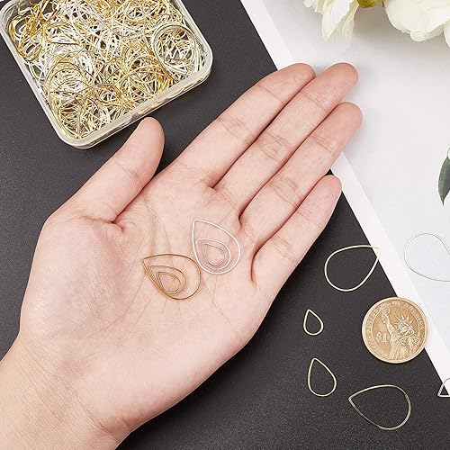 Miniatura 4 de PH PandaHall 300 biseles abiertos para resina de 3 tamaños, aretes de cuentas, anillos de enlace, conectores de lágrima, marcos de eslabones para