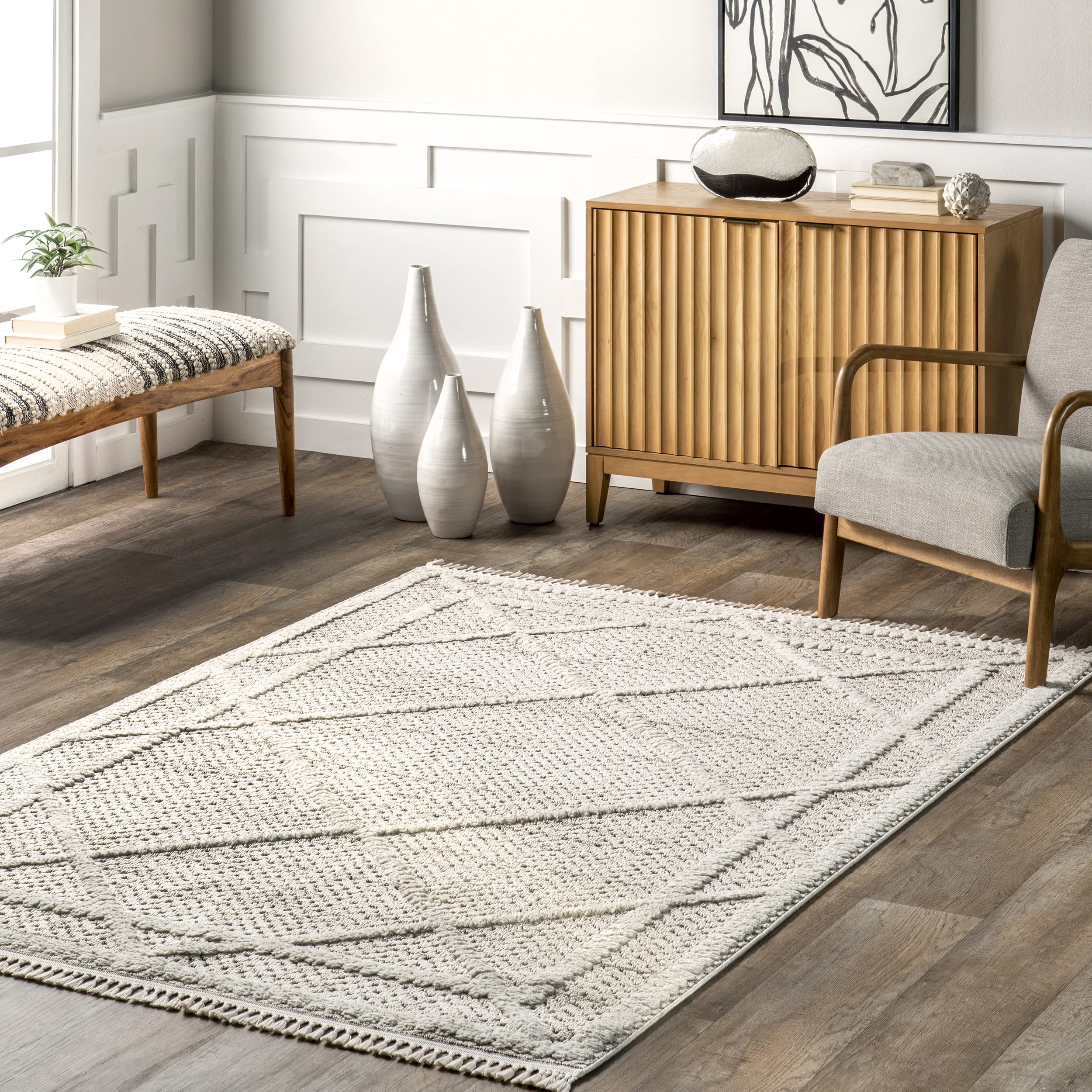 Diamond Style Rug Amazon.com: nuLOOM Dazi Moroccan Diamond High/Low Tasseled Area Rug ...