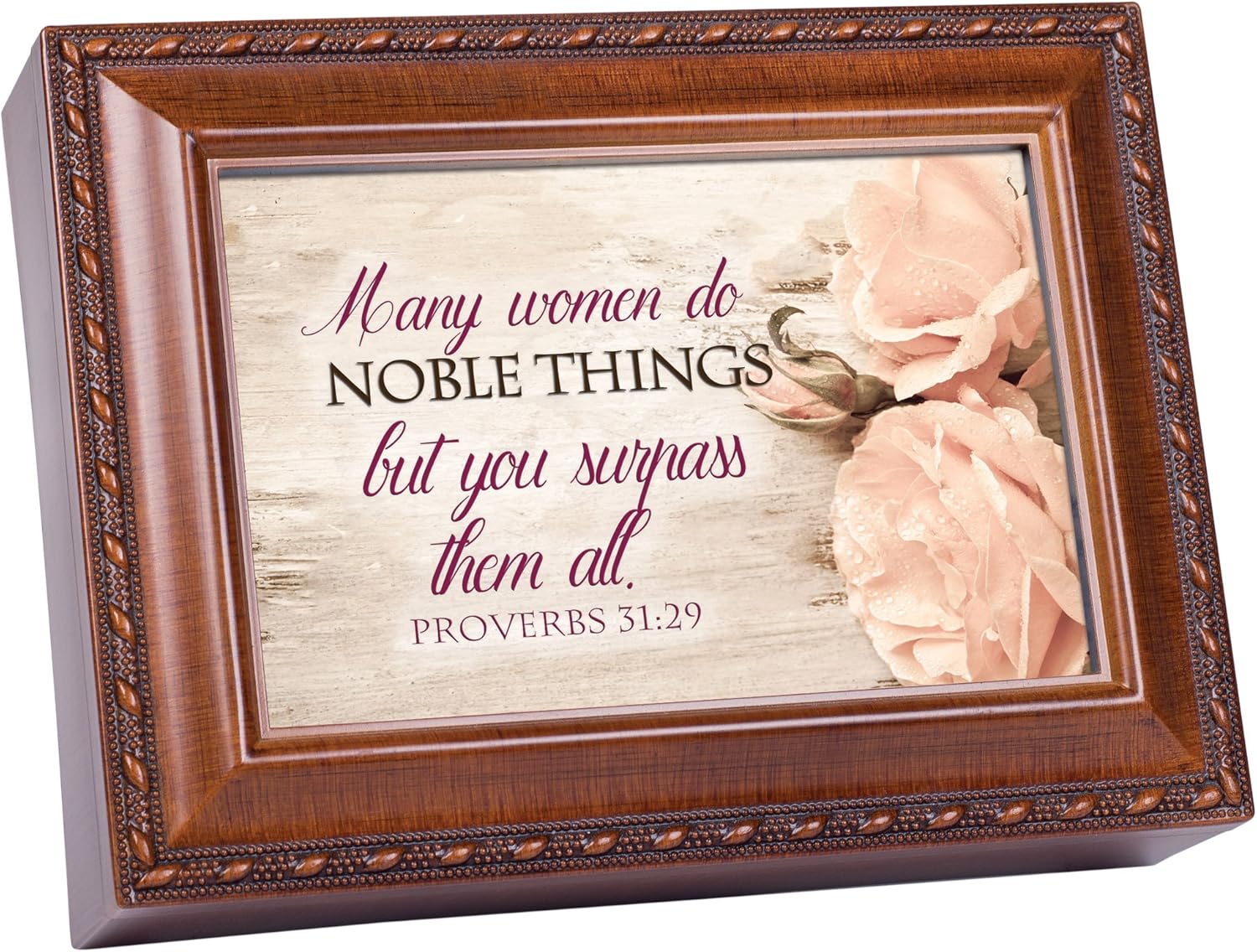 Cottage Garden Many Women Do Noble Things Woodgrain Keepsake Music Box Plays How Great Thou Art