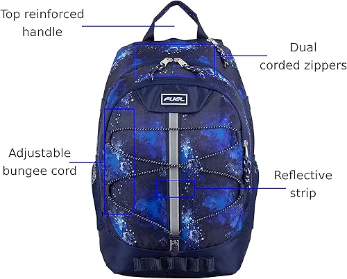 Miniatura 3 de FUEL Mochila de senderismo para mujeres y hombres, Terra Sport, viajes, universidad, gimnasio, trabajo con funda para laptop, Bungee, 18 pulgadas,