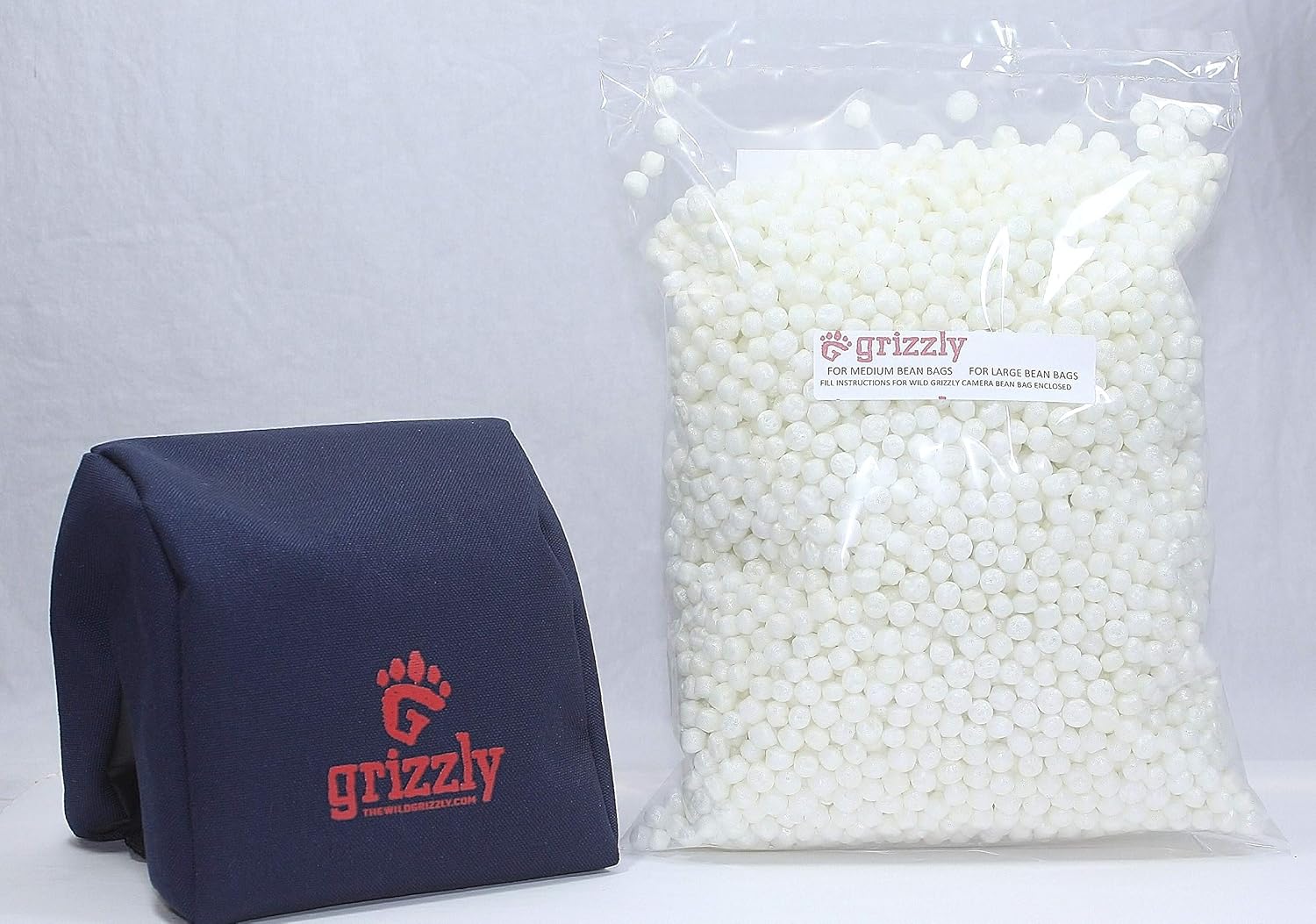 Grizzly Camera Bean Bag MEDIUM-BLUE and MEDIUM POLY Bead Fill, Photography, Video, Camera Support, Camera Sandbag, Birding, Tripod, African Safari, Photography Tours.