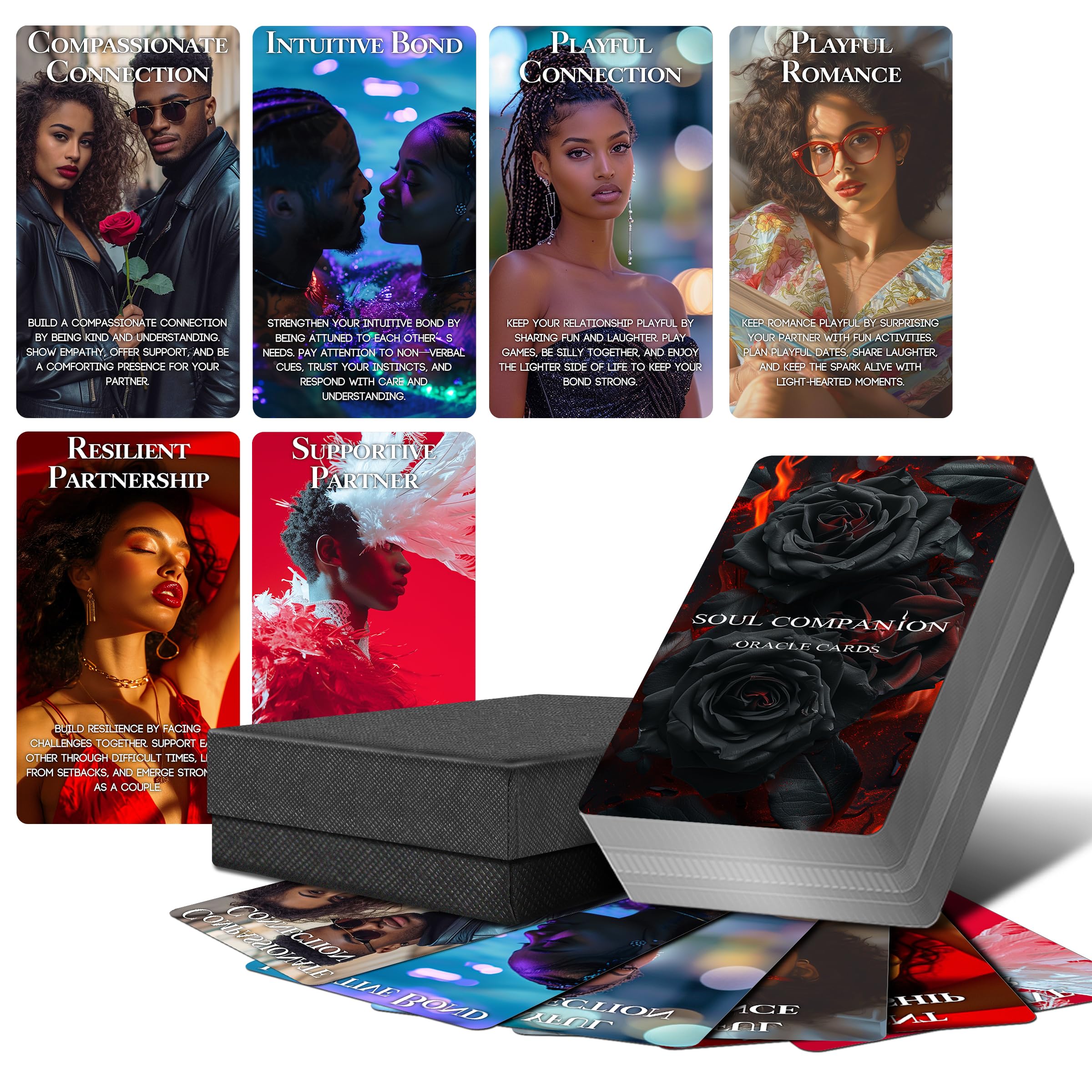 Powerful Confession of Soulmate Oracle Cards,African American Black Love Oracle Cards Deck with Meanings on Them