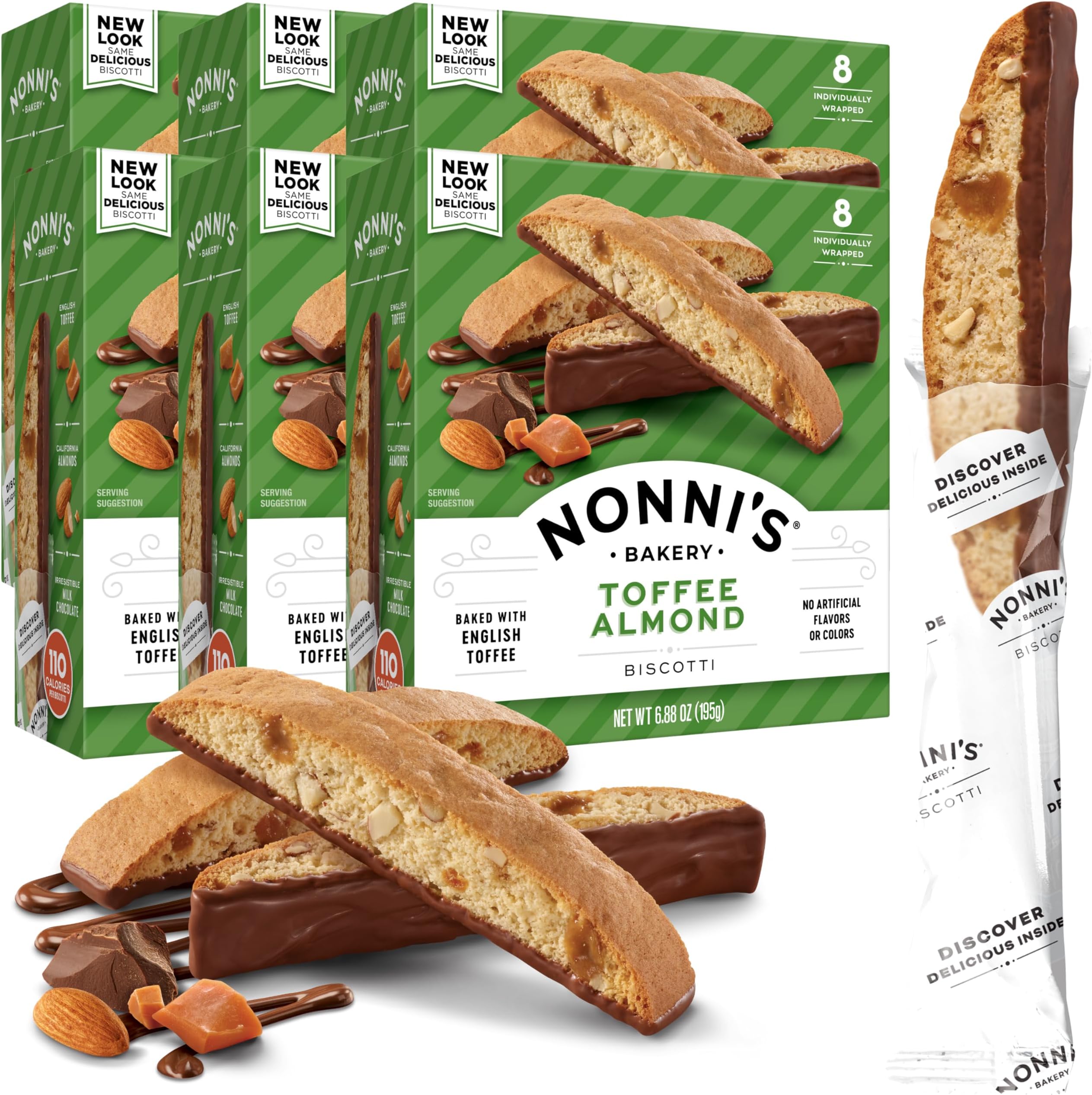 Nonni's Biscotti Toffee Almond, 6.88-Ounce Boxes (Pack of 6)