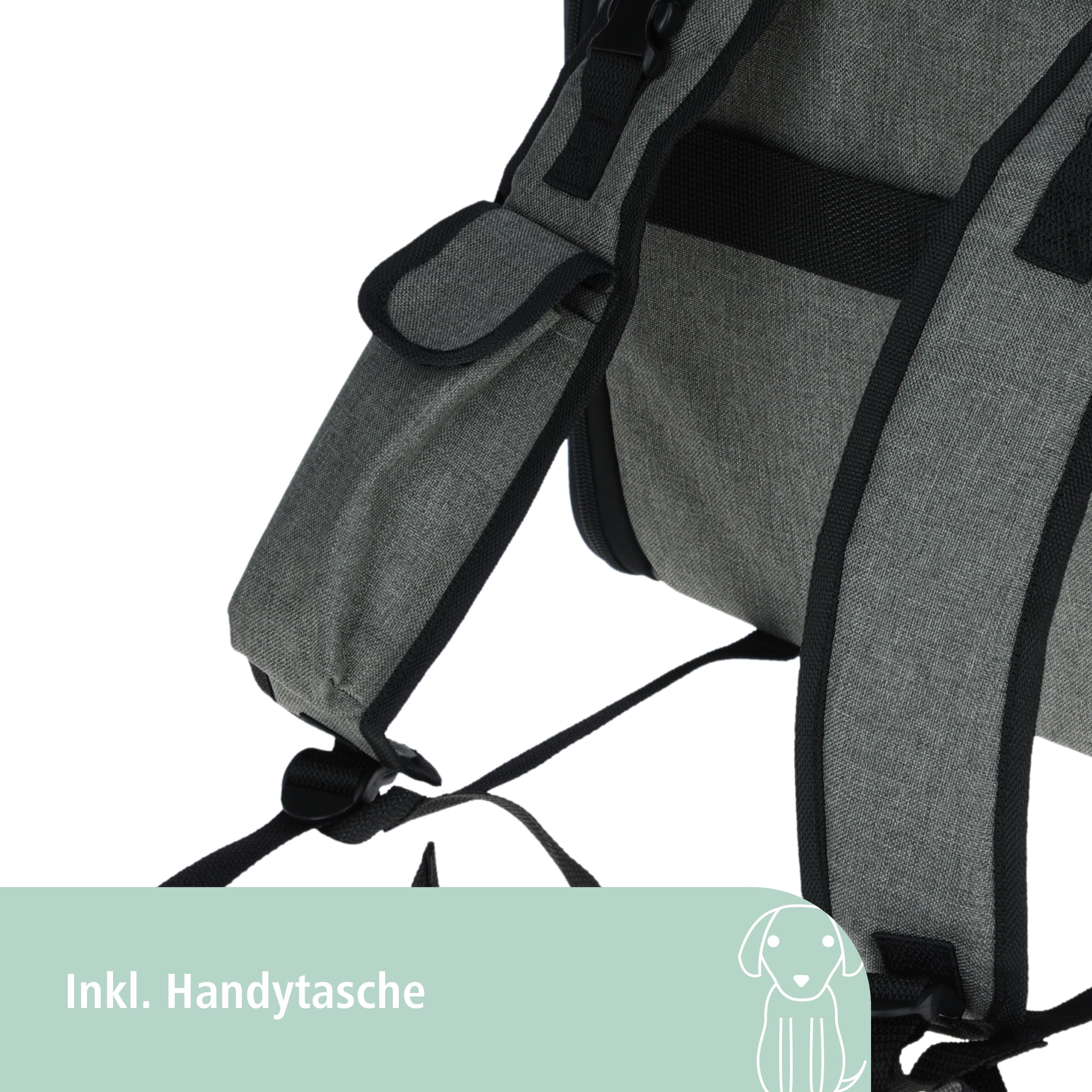 Kerbl Pet Hunderucksack Vacation, Hundetasche, Hundetransport, grau, blau, 43x24x30cm, Oxfordgewebe, kleine Hunde, Katzen, robust, schmutzabweisend