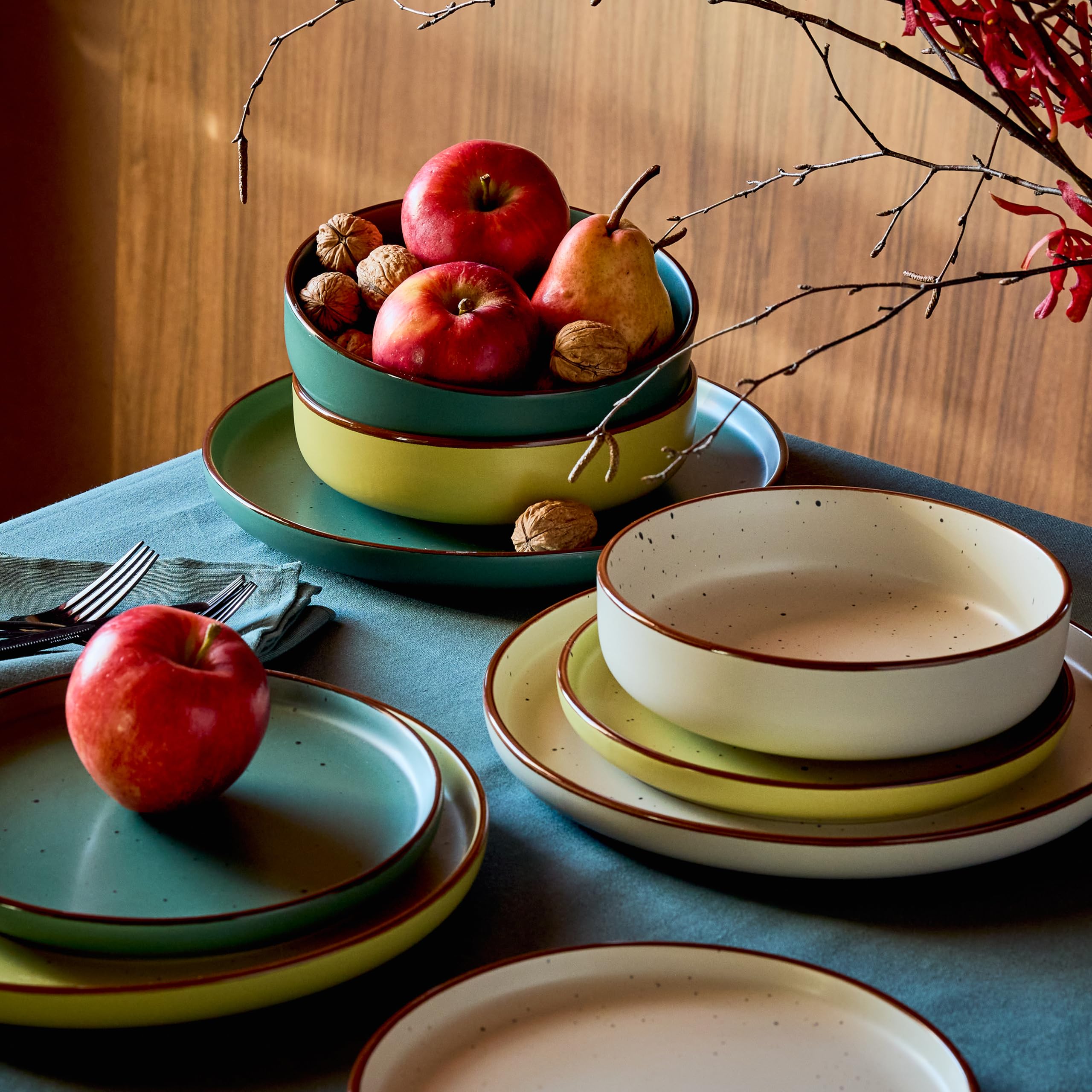 Tognana Ardenne, servicio de platos de 18 piezas para 6 personas, porcelana, multicolor.