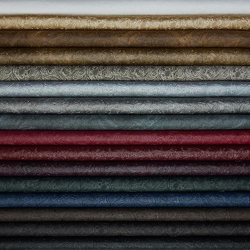 Miniatura 4 de Vaquero occidental de cuero sintético, vinilo en relieve floral, para manualidades y tapicería, tela de piel sintética texturizada, corte por yarda