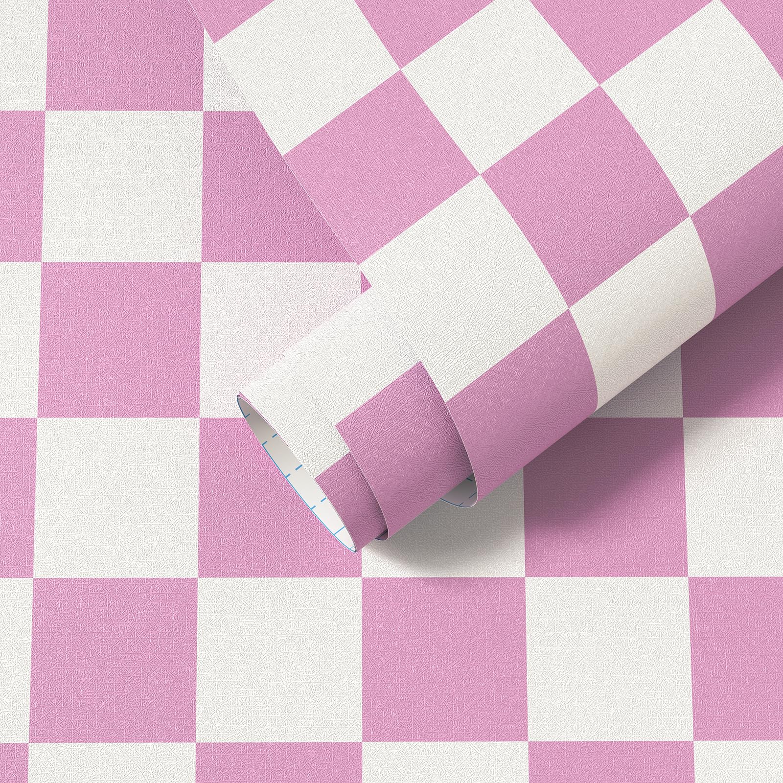 Yomshi Self Adhesive Wallpaper Boho Geometric Contact Paper 44 x 300 cm Baby Pink Plaid Wallpaper Easy to Install Upgrade Waterproof Wall Paper Roll for Tables Walls Bedroom Living Room