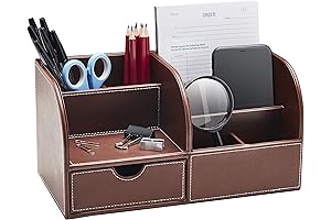 Gallaway Leather Brown Large Desk Organizer Caddy