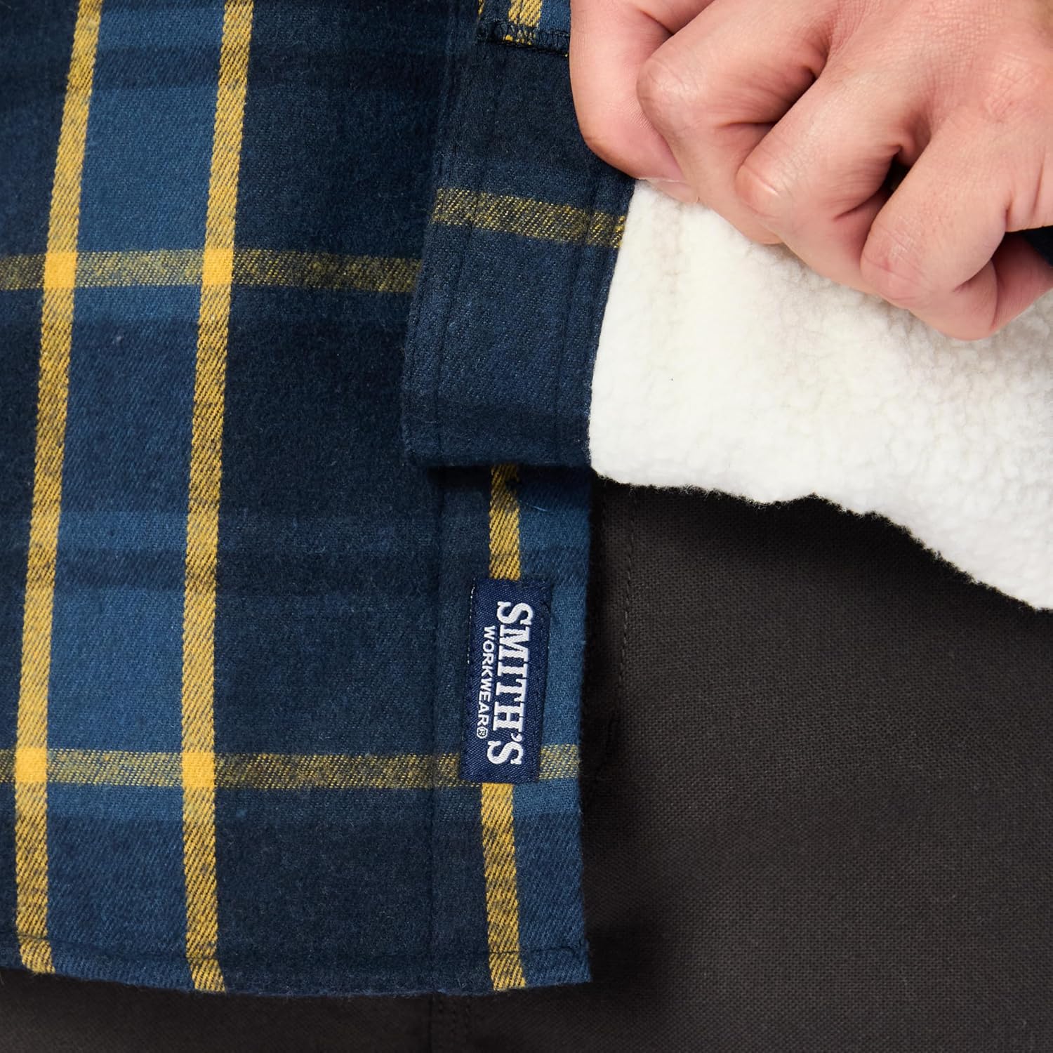 Smith's Workwear Men's Sherpa-Lined Flannel Shirt-Jacket - Image 6