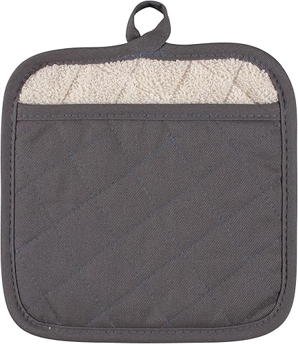 KAF Home Chefs - Manopla sólida para olla, peltre, 100% algodón, lavable a máquina, fabricado en Estados Unidos