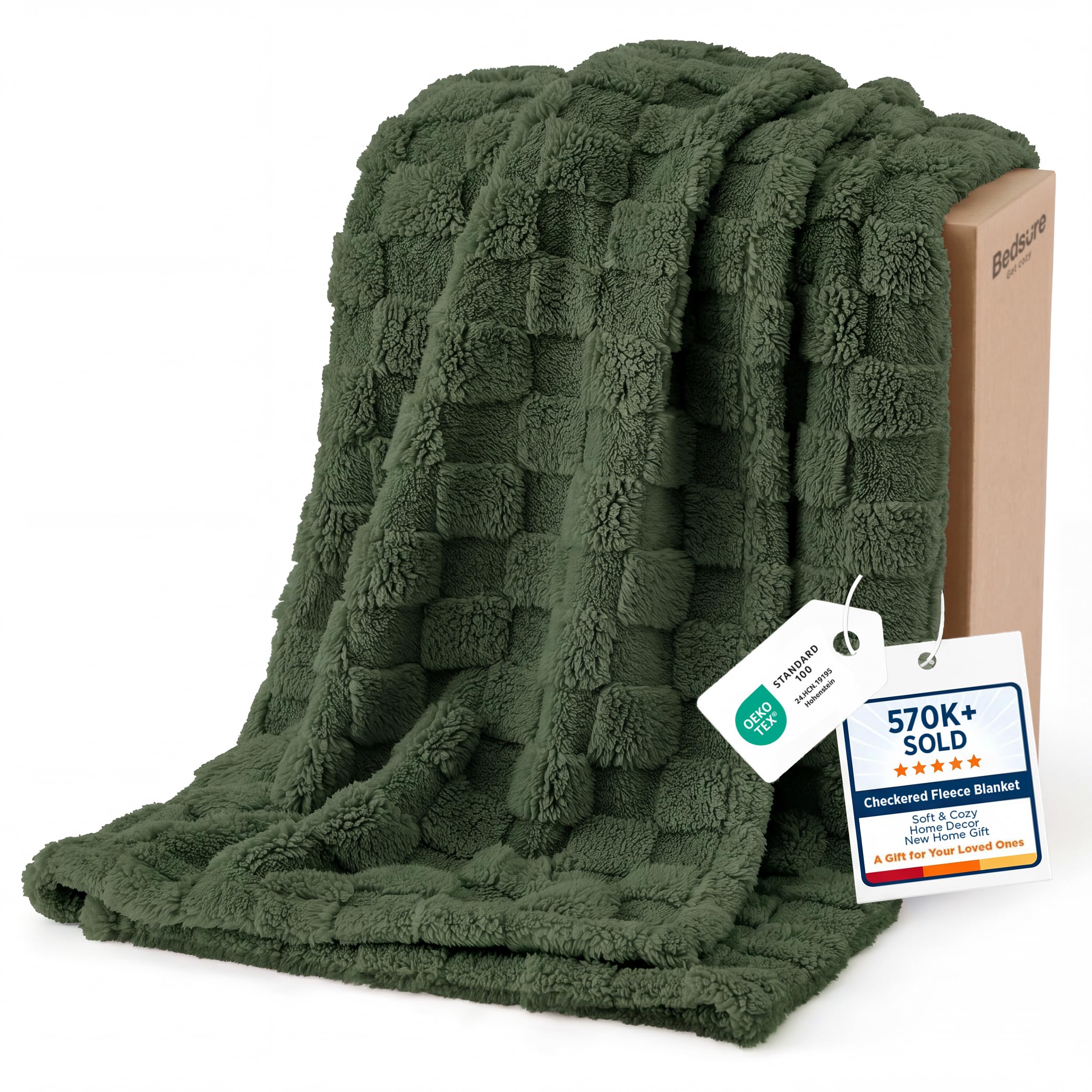 Photo 1 of Bedsure GentleSoft Twin Blanket for Bed Bronze Green - Super Soft Cozy Spring Blankets for Kids Girls, Cute Fuzzy Fleece Throws for Bedroom Couch, 60x80 Inches