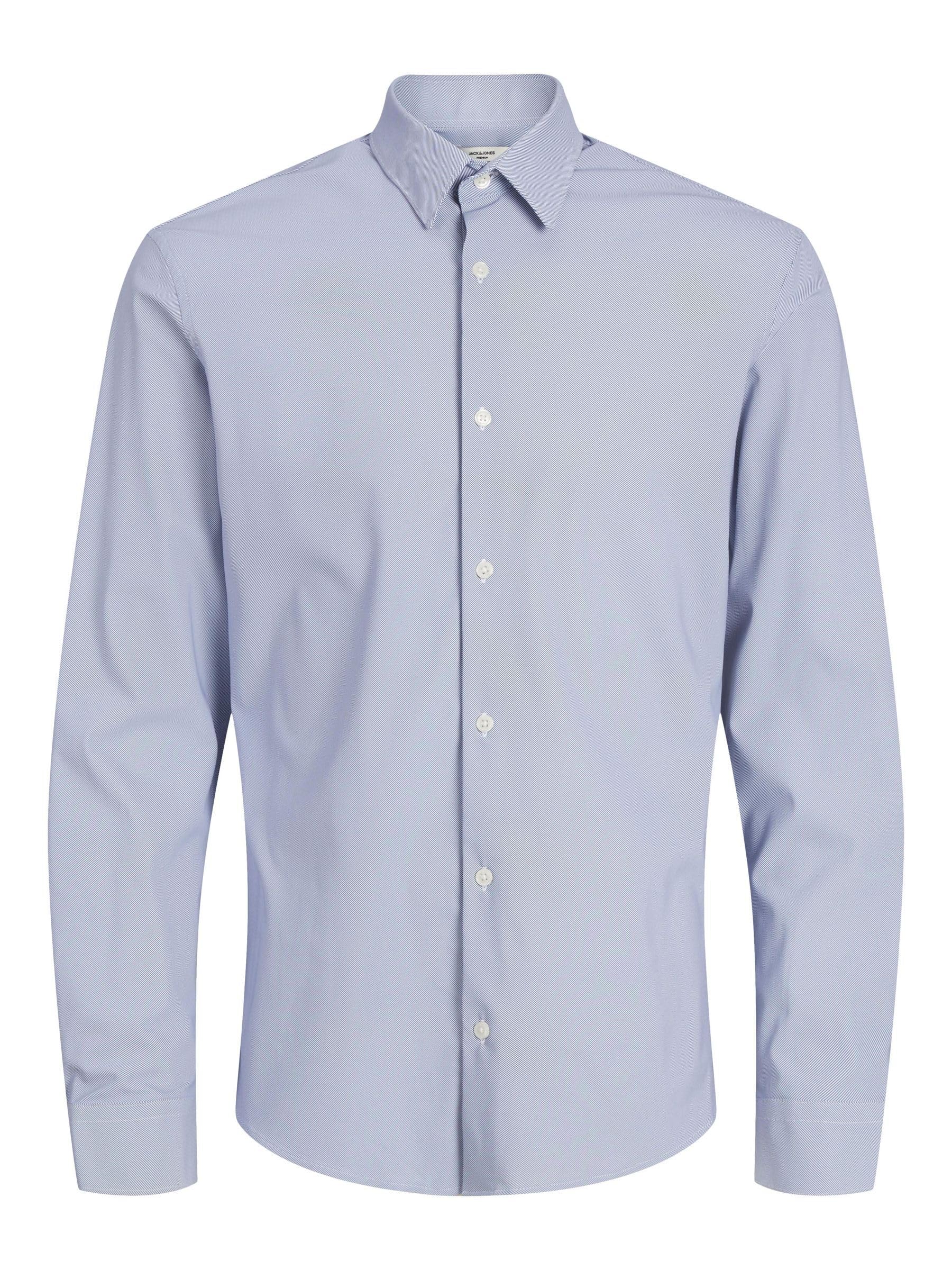 JACK & JONES Jprblaactive Stretch Shirt L/S Sn, Dark Navy/Stripes: Slim fit, XS