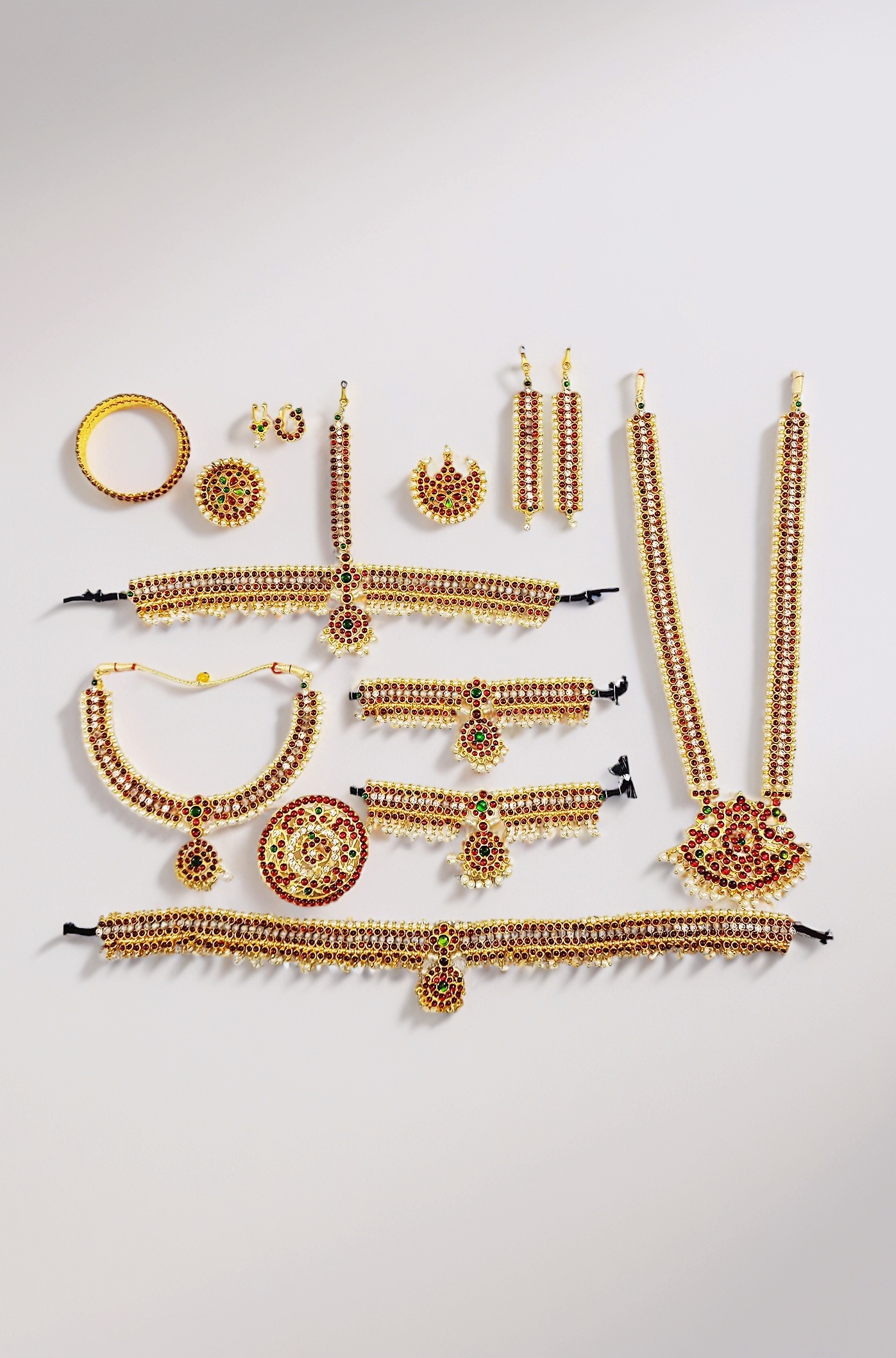 Elite Trade Red And White Kempu Stone Bharatnatyam/Classical Dance Jewelry Set For Women