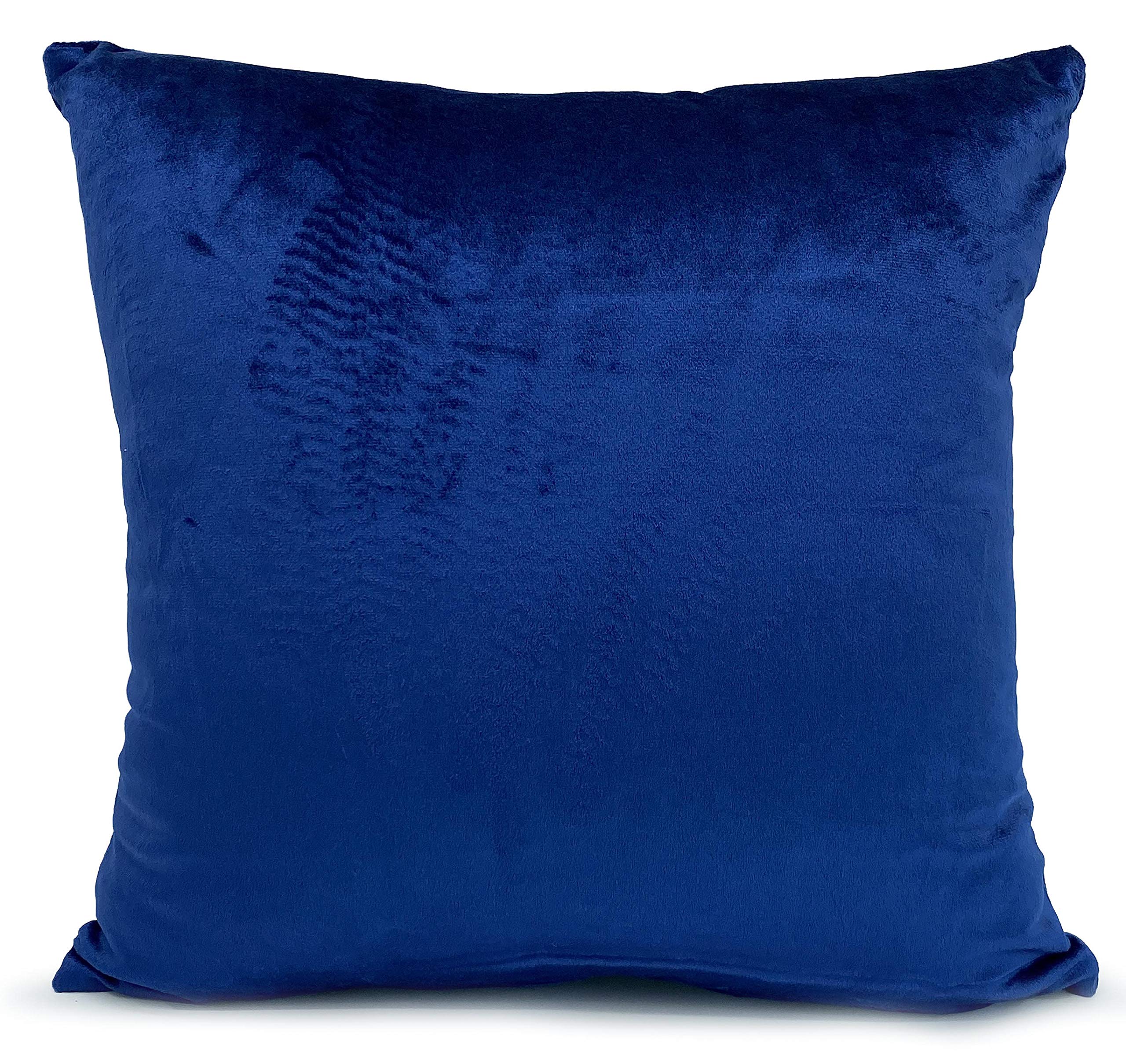 cushion mania Plush Velvet Cushion Cover or Filled Cushion – Luxury Soft Decorative Pillow for Sofa & Bed, Stylish Throw Cushion for Living Room & Bedroom Décor (Navy Blue, 23"x23" Cover Only)