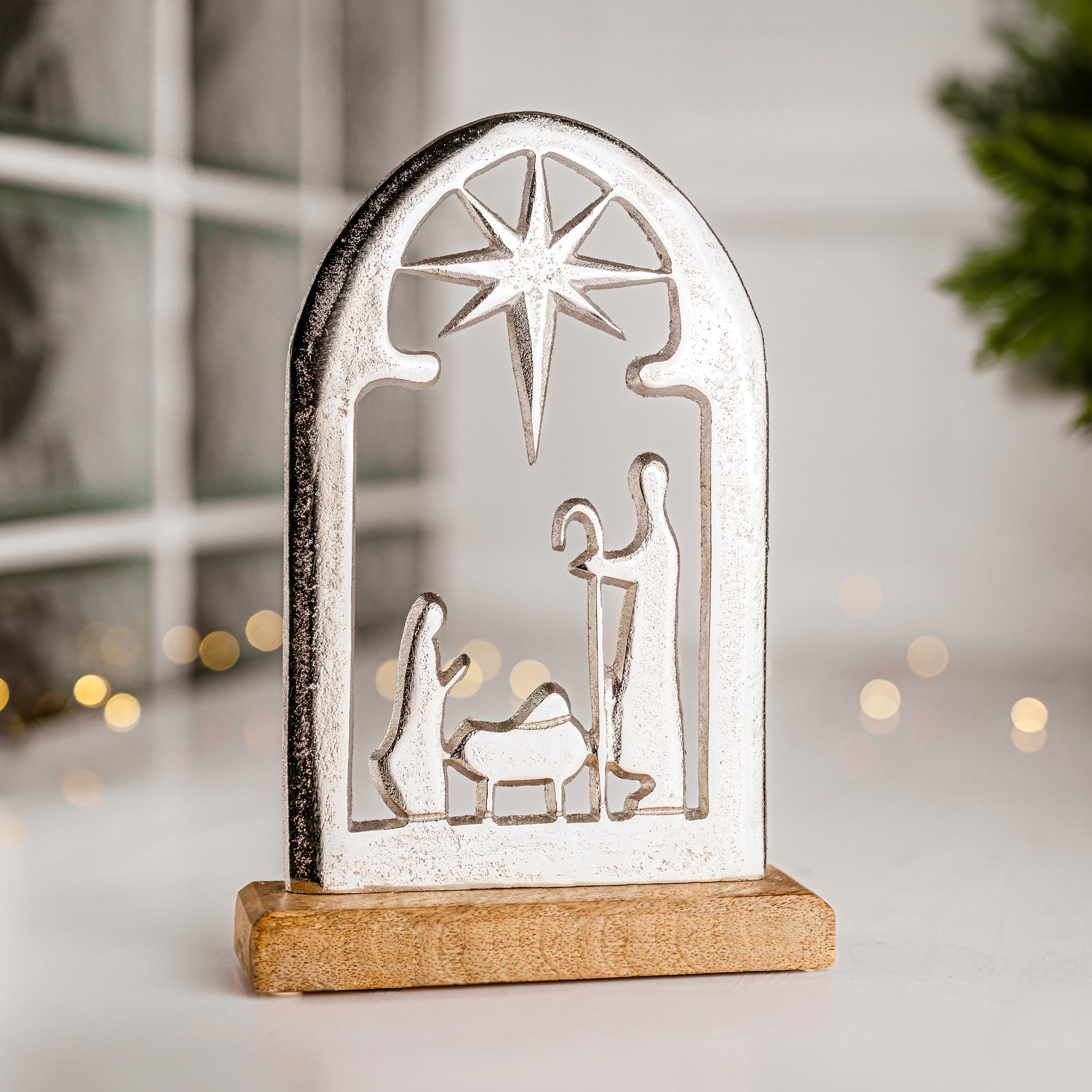 Marco Paul Interiors Nativity Marco Paul Wooden Christmas Decorations Xmas Festive Home Decor - Large Wooden Christmas Scene Christmas Table Centrepiece Xmas Wooden Sign Christmas Home Décor