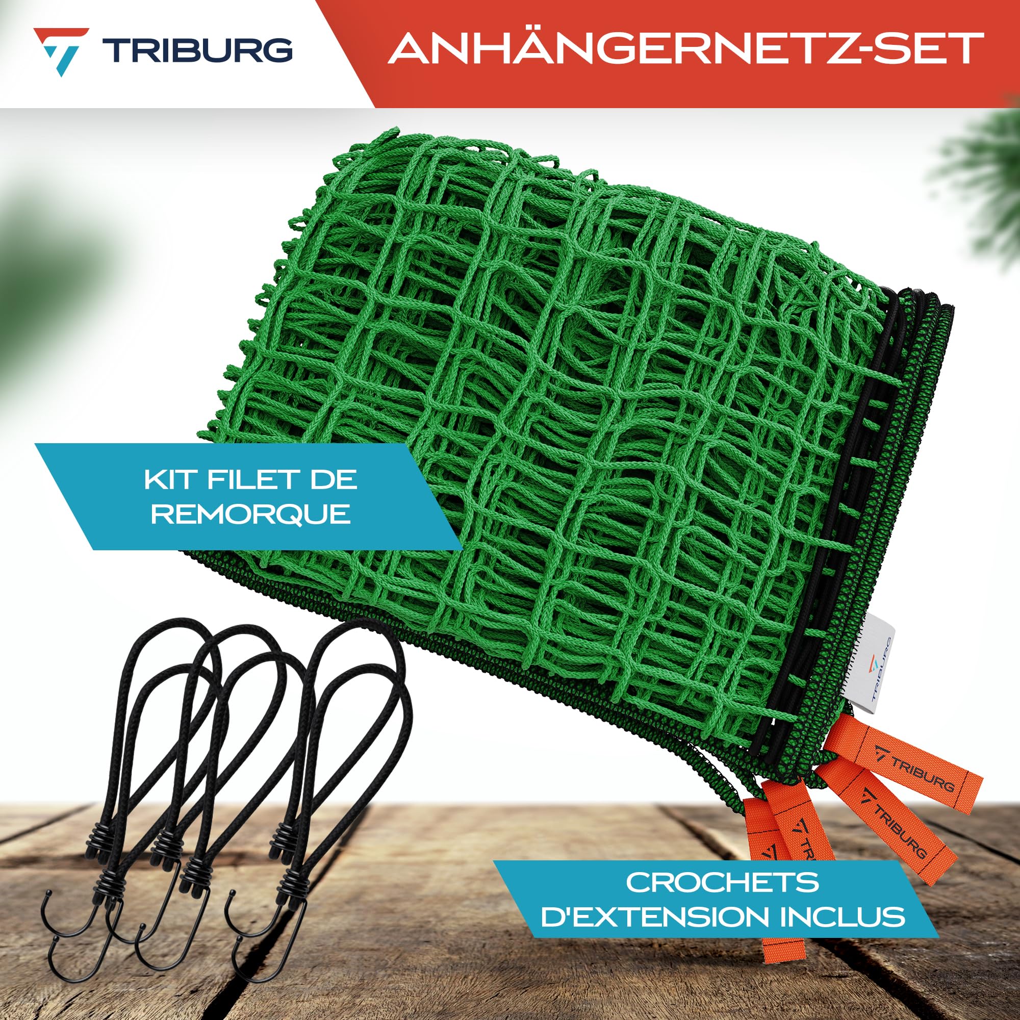 Filet Remorque TRIBURG 1,5x2,2m Avec Élastique - Filet De Sécurité Renforcé Chargement