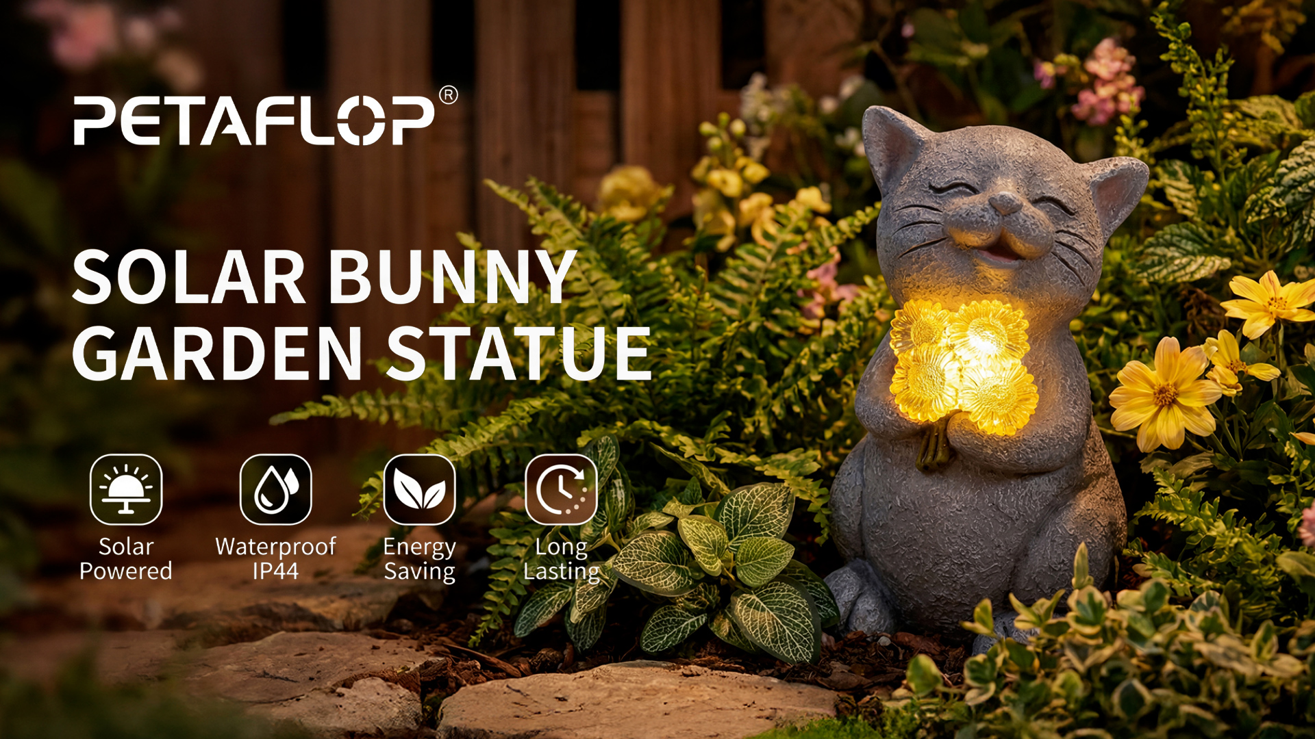 KWQBHW Solar Garden Cat Statue – Resin Outdoor Decor With LED Light, Perfect Gift For Cat Lovers