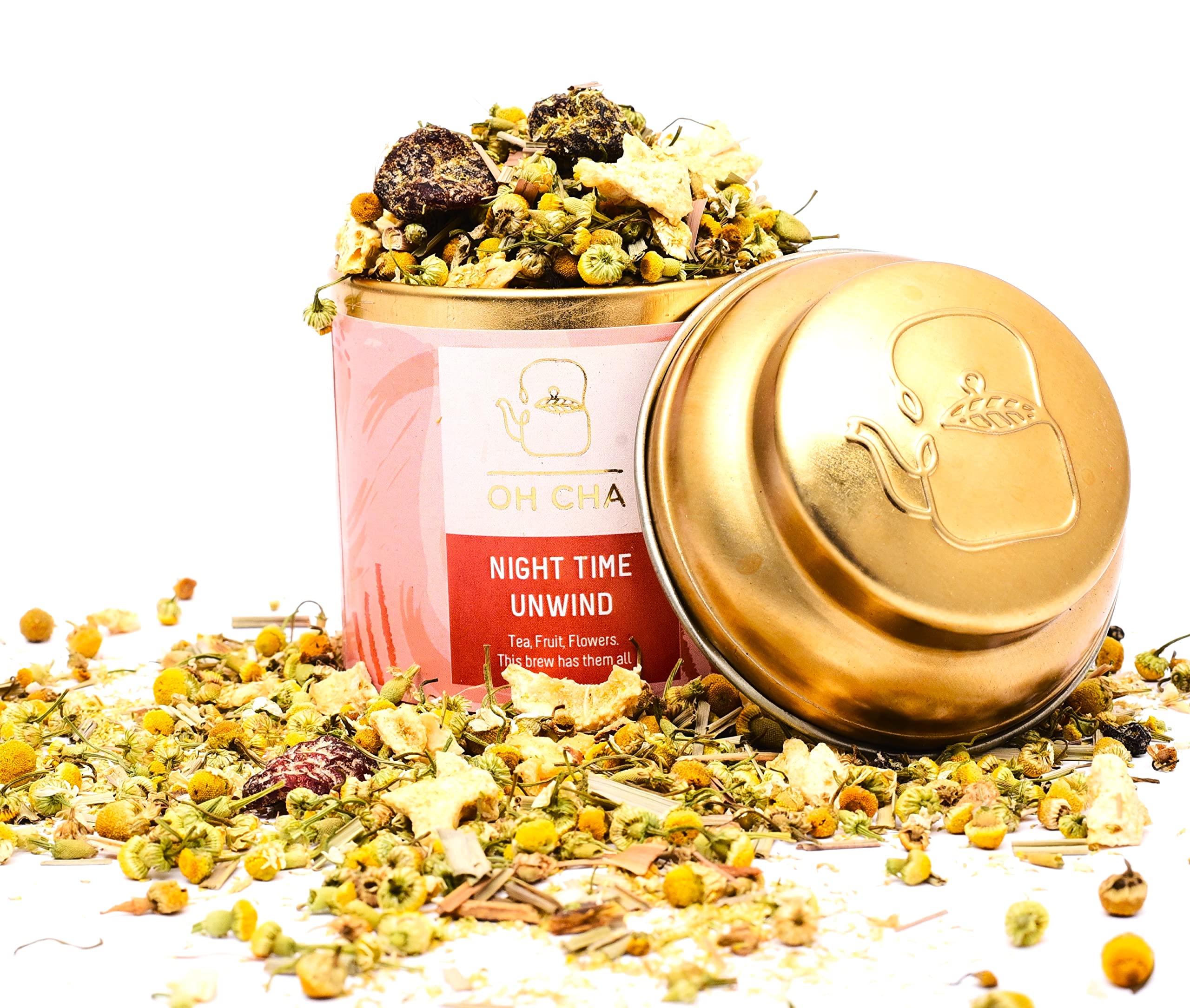 Chamomile Night Time Unwind, 35gms | Sleep Tea with Peach, Pineapple, Licorice, Lemongrass | Stress Relief, Caffeine Free