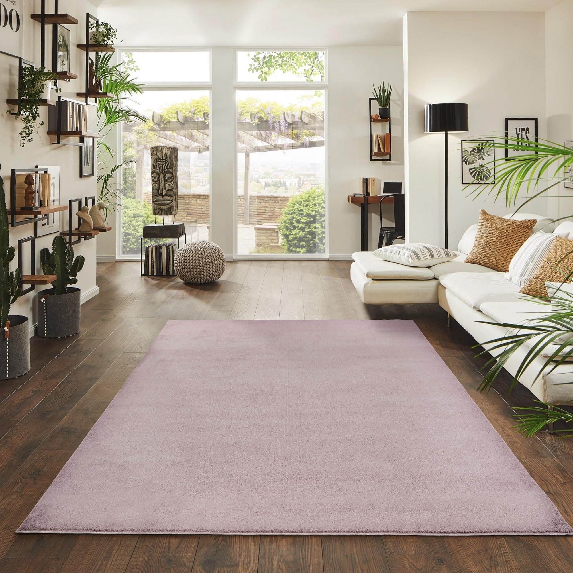 Jimri Alfombra mullida de Pelo Corto de para el hogar, Oficina, Cocina, Entrada, Pasillo, Sala de Estar, Lavable a máquina, Antideslizante, Lavable (Rosa, 140 x 200 cm)