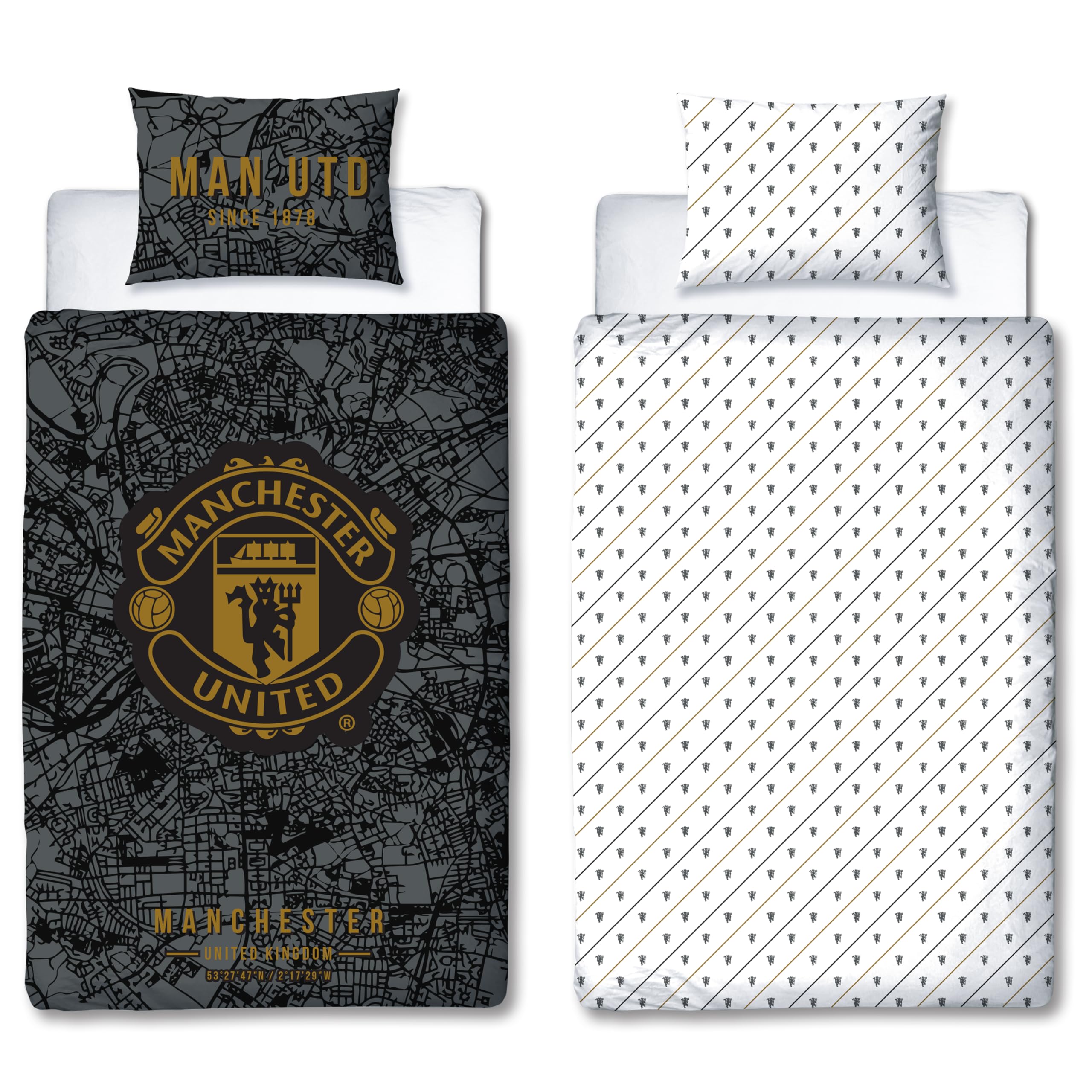 Manchester United   Kids   Map  Panel Duvet, Football by  FC in Size Single, Sports Direct