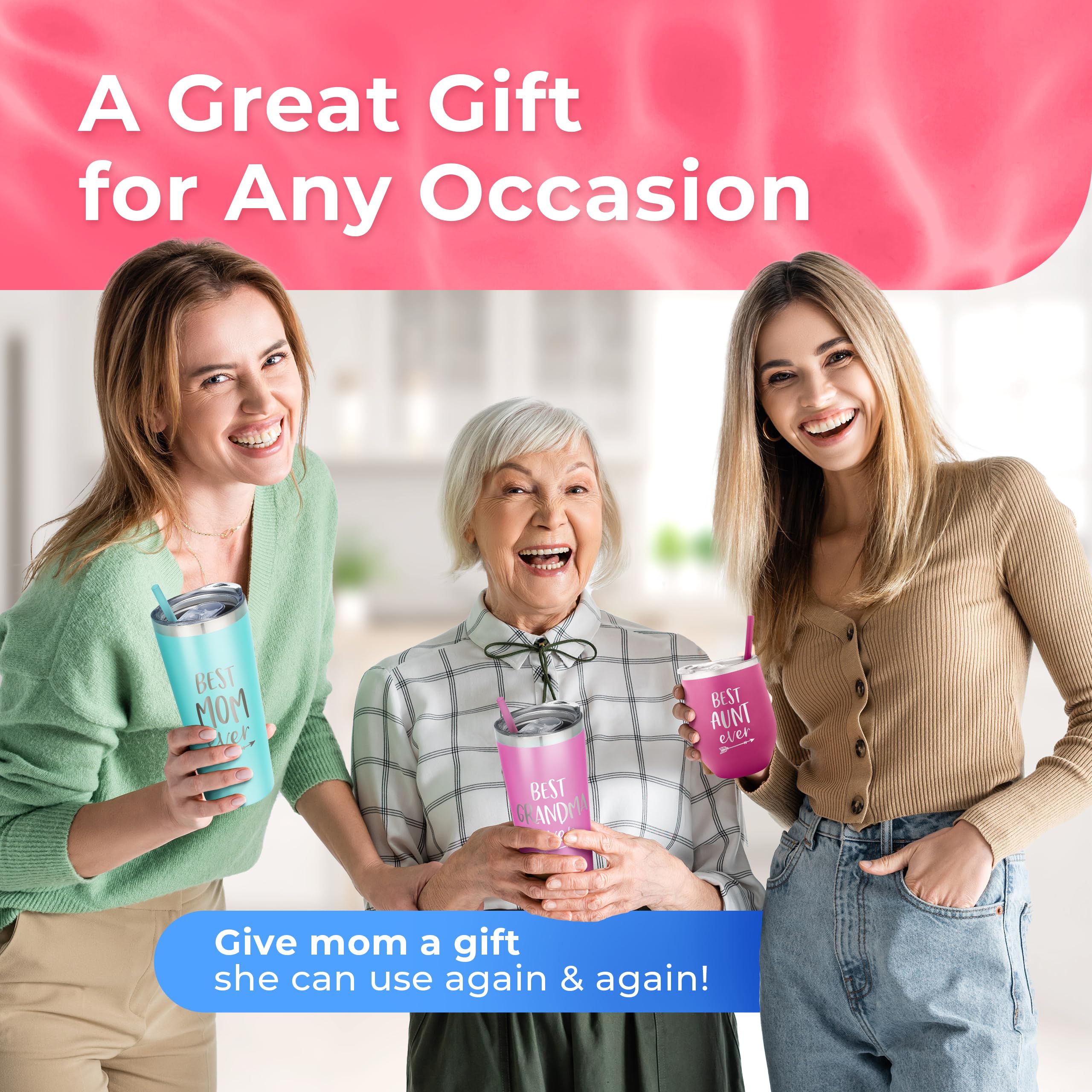Best Aunt Ever Vaso personalizado de acero inoxidable, taza aislada con bonito diseño, tapa de cierre deslizante con pajita, día de San Valentín, regalo para la mejor tía