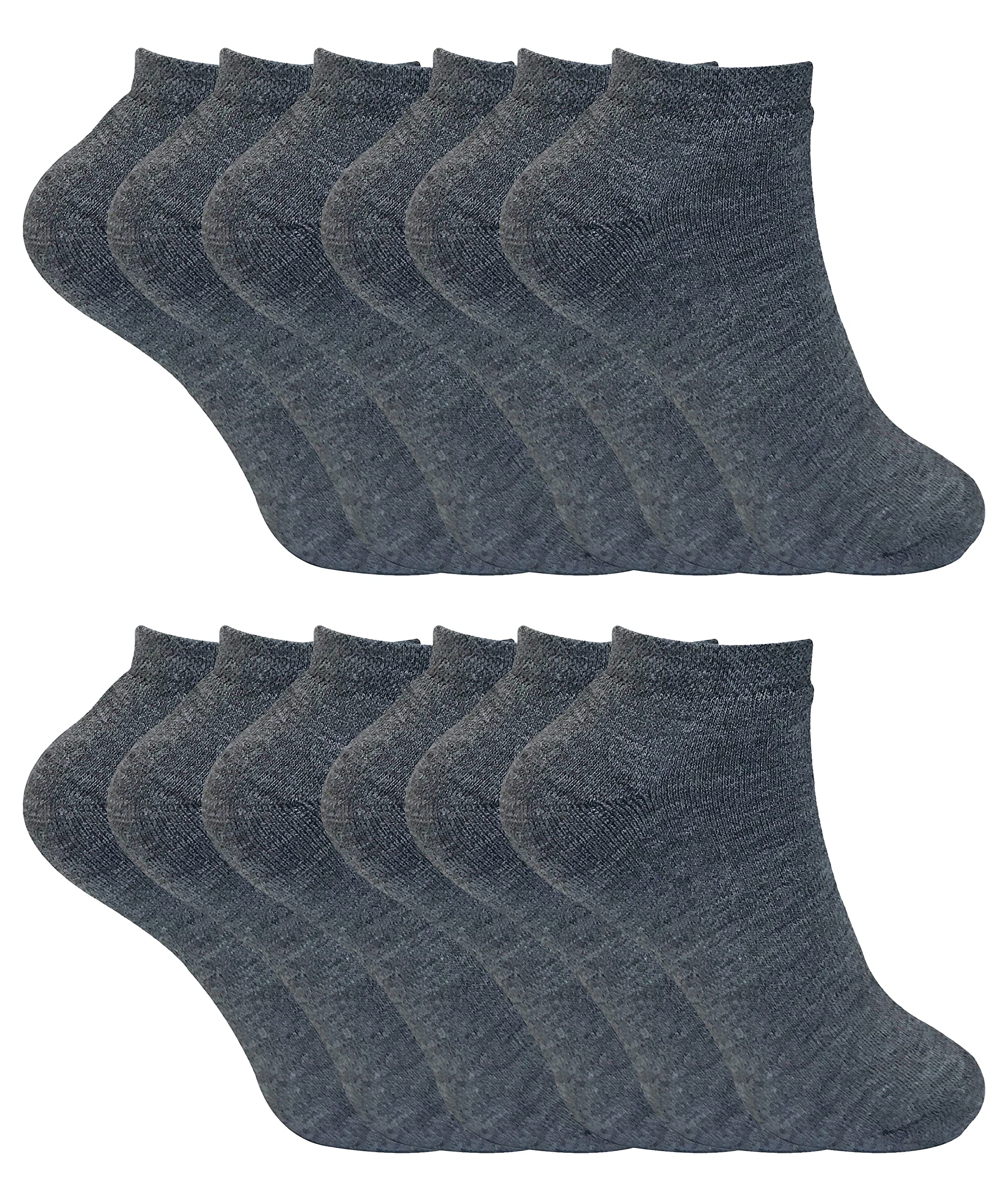 Ladies Winter Low Cut Trainer Socks | 12 Pair Multipack | Thick Ankle Socks for Women (4-8, Charcoal)