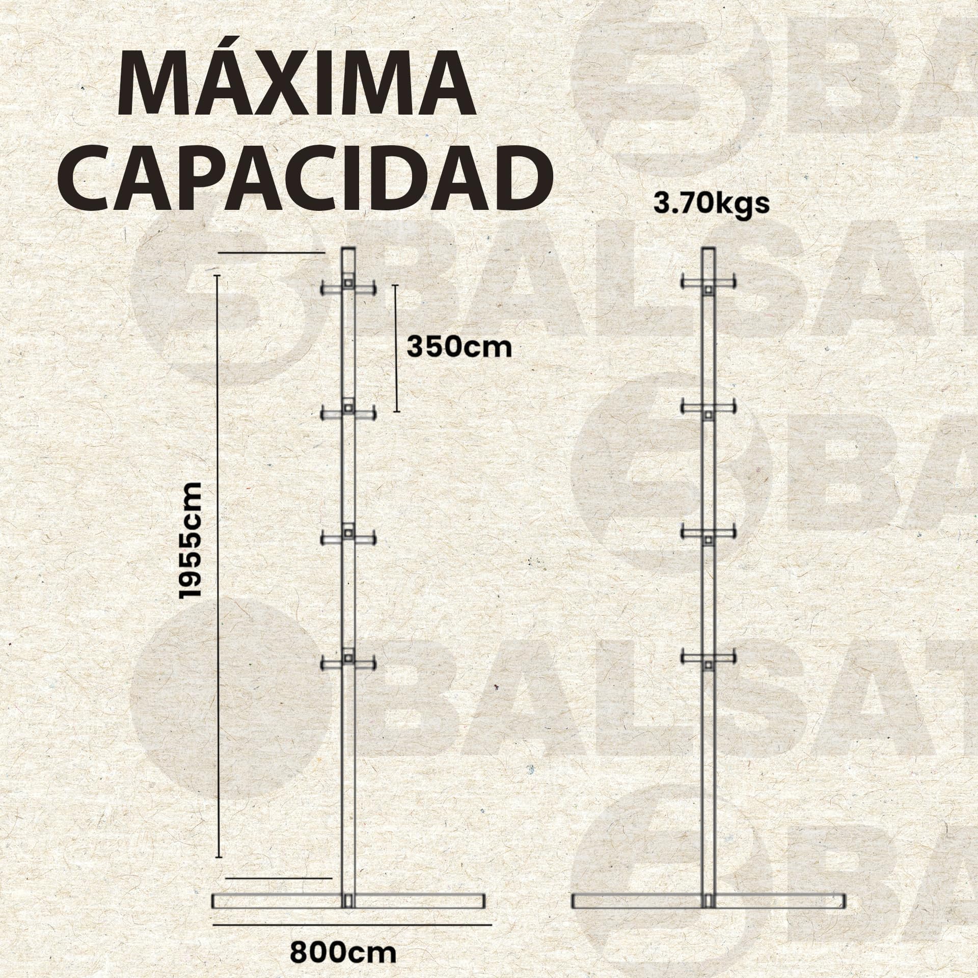 BALSAT Expositor Colgador De Jamones Vertical | Jamonero Profesional 360º Para 16 Jamones | 200x80x80 | Soporte Inoxidable y Duradero | Apto Uso Alimentario | Ideal Charcuterías y Restaurantes