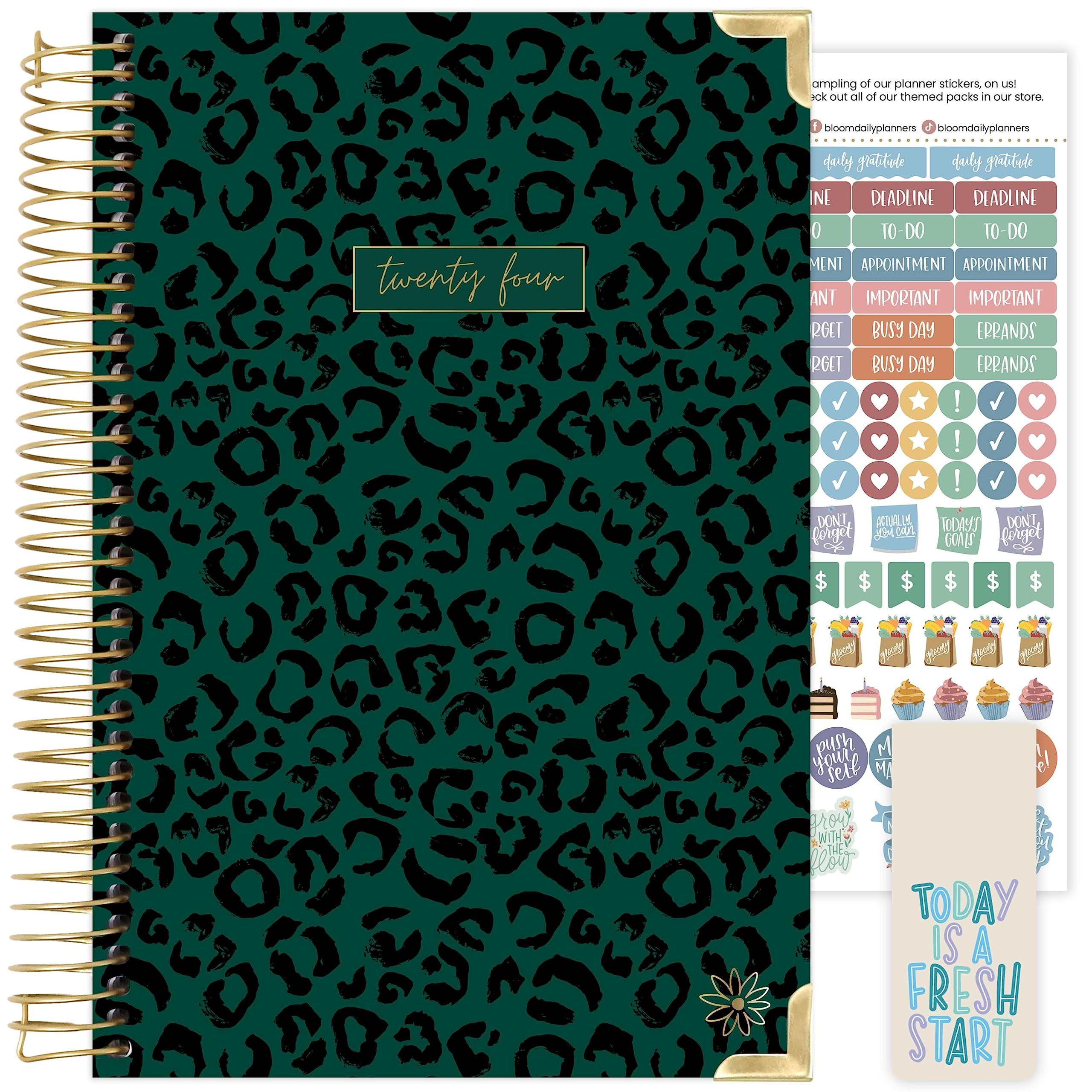 bloom daily plannersHARDCOVER 2024 Calendar Year Day Planner (January 2024 - December 2024) - Passion/Goal Organizer - Monthly & Weekly Inspirational Agenda Book - 5.5 x 8.25 - Leopard, Emerald