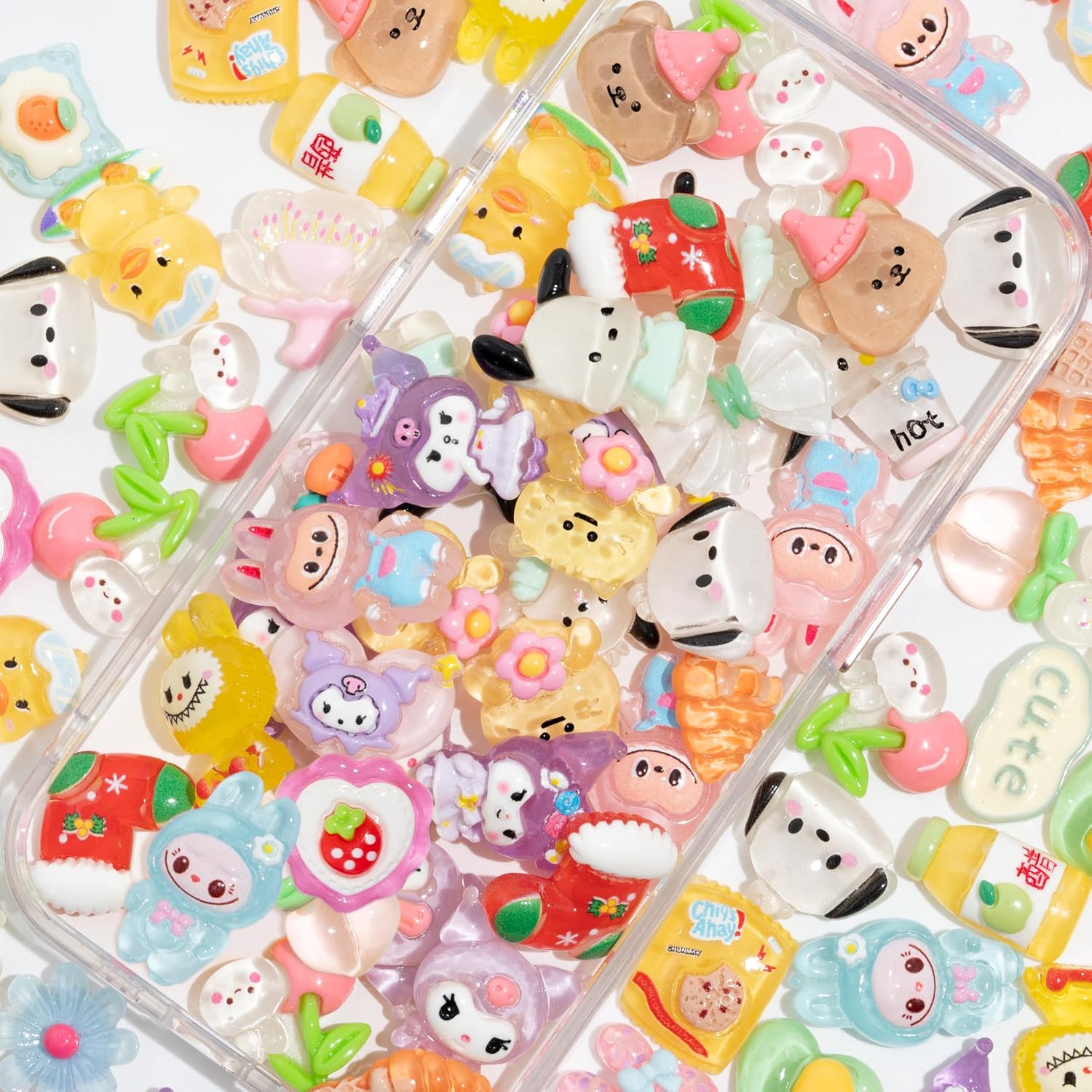 Decoden Charms 100PCS Mixed Kawaii Decoden Charms, Flatback Resin Charms for Crafts, Cabochon for DIY Projects, Slime Charms, Resin Art, Scrapbooking, Phone Case & Accessories, No Holes (Multicolor)