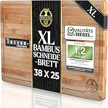 Deer & Oak Schneidebrett Holz – Extra Großes Bambusbrett 38x25x2cm, Vorgeölt & Wasserabweisend, Messerfreundliches Küchenbrett für Fleisch, Gemüse & Brot
