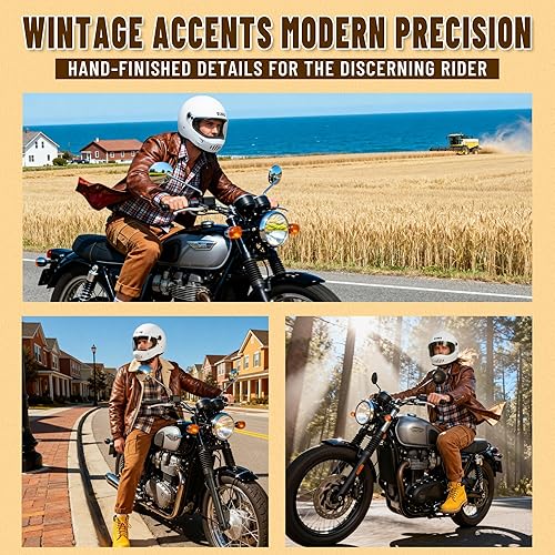 Miniatura 8 de LEM Cascos de motocicleta de cara completa, certificado por DOT, casco de motocicleta retro para adultos, casco vintage, carcasa ligera de fibra de