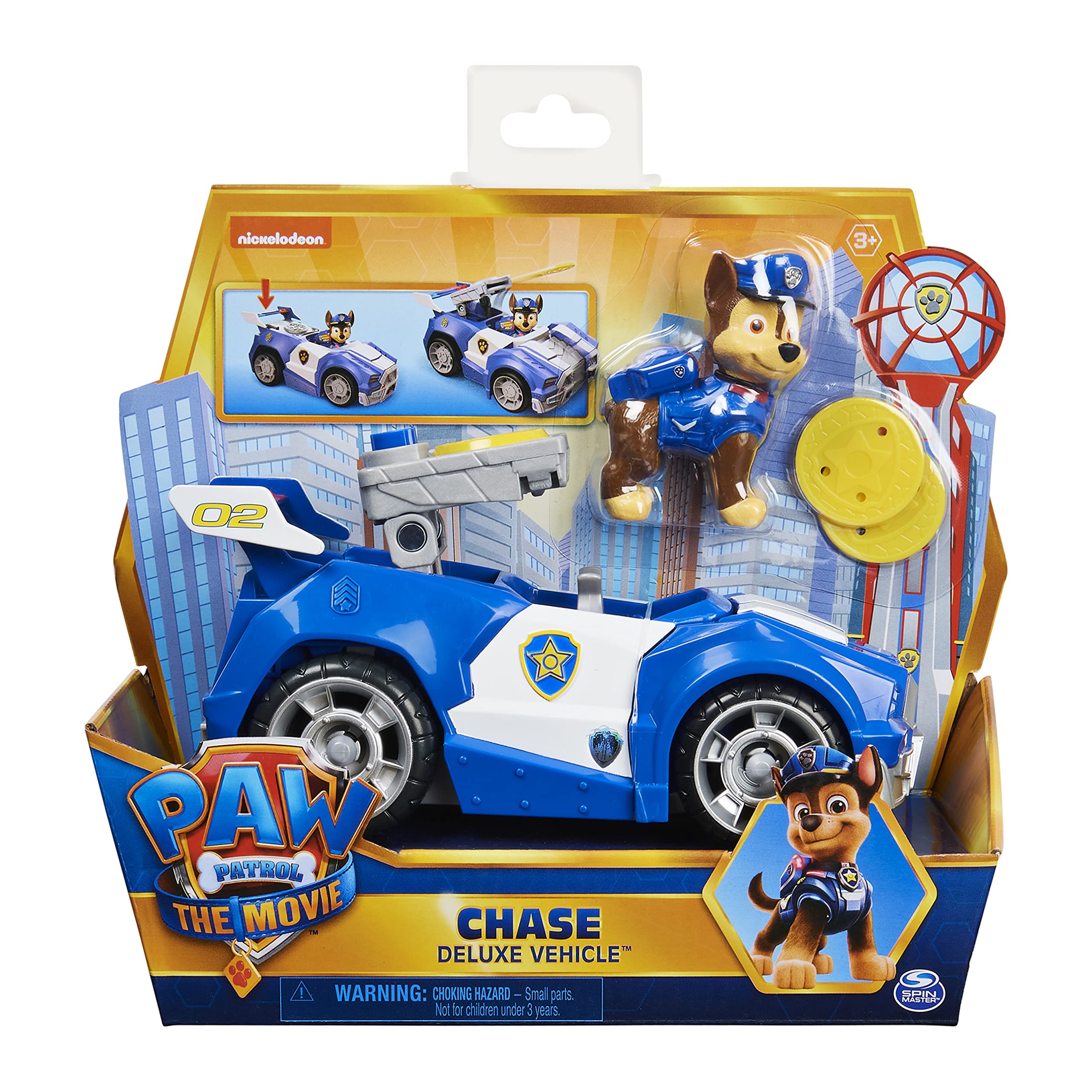 PAW PATROL Chase’s Deluxe Movie Transforming Toy Car with Collectible