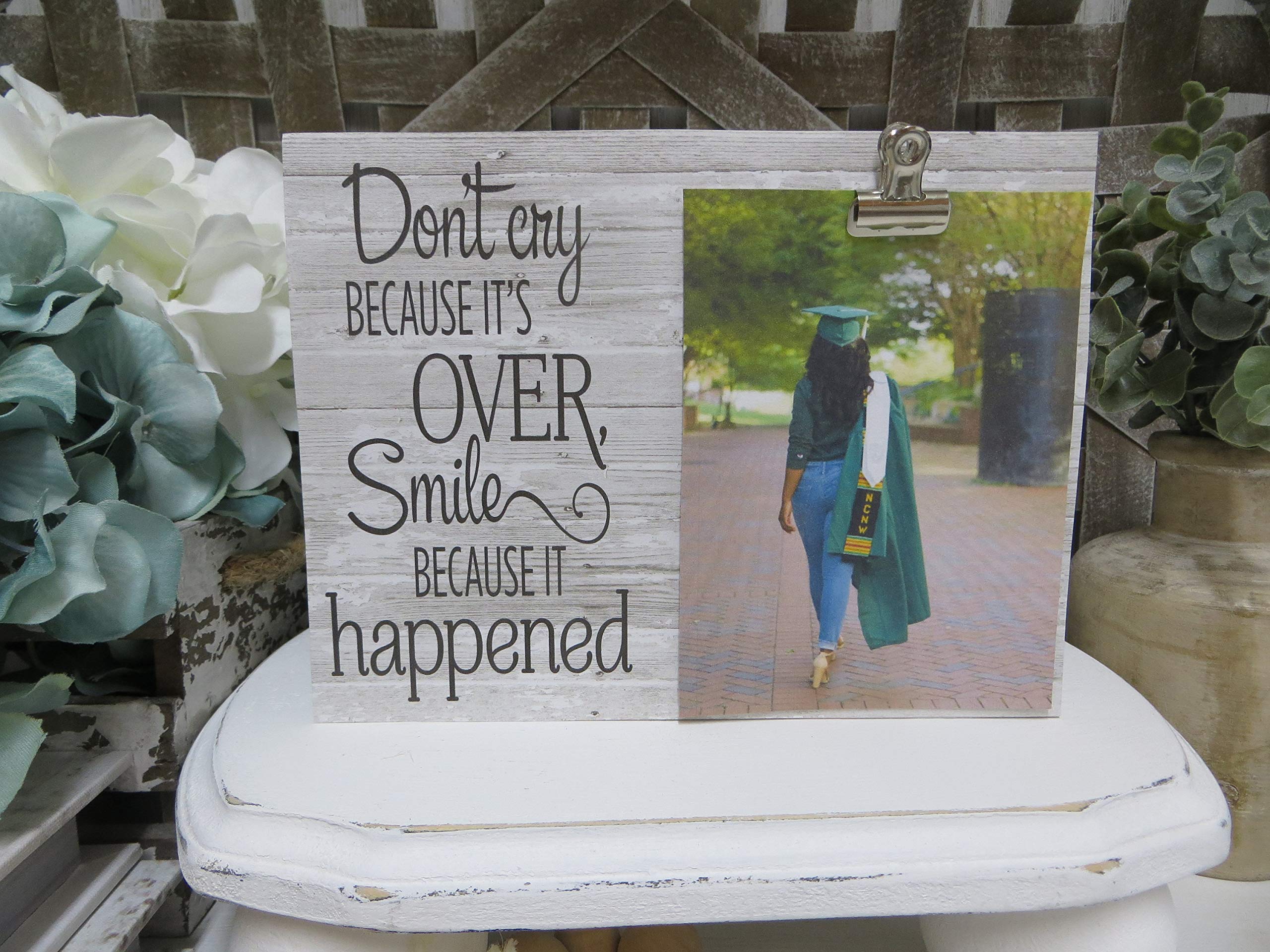 godblessign Wood Picture Frame, Don't Cry Because It's Over, Smile Because It Happened, Wood Graduation Frame, Retirement Frame, Inspirational Fram